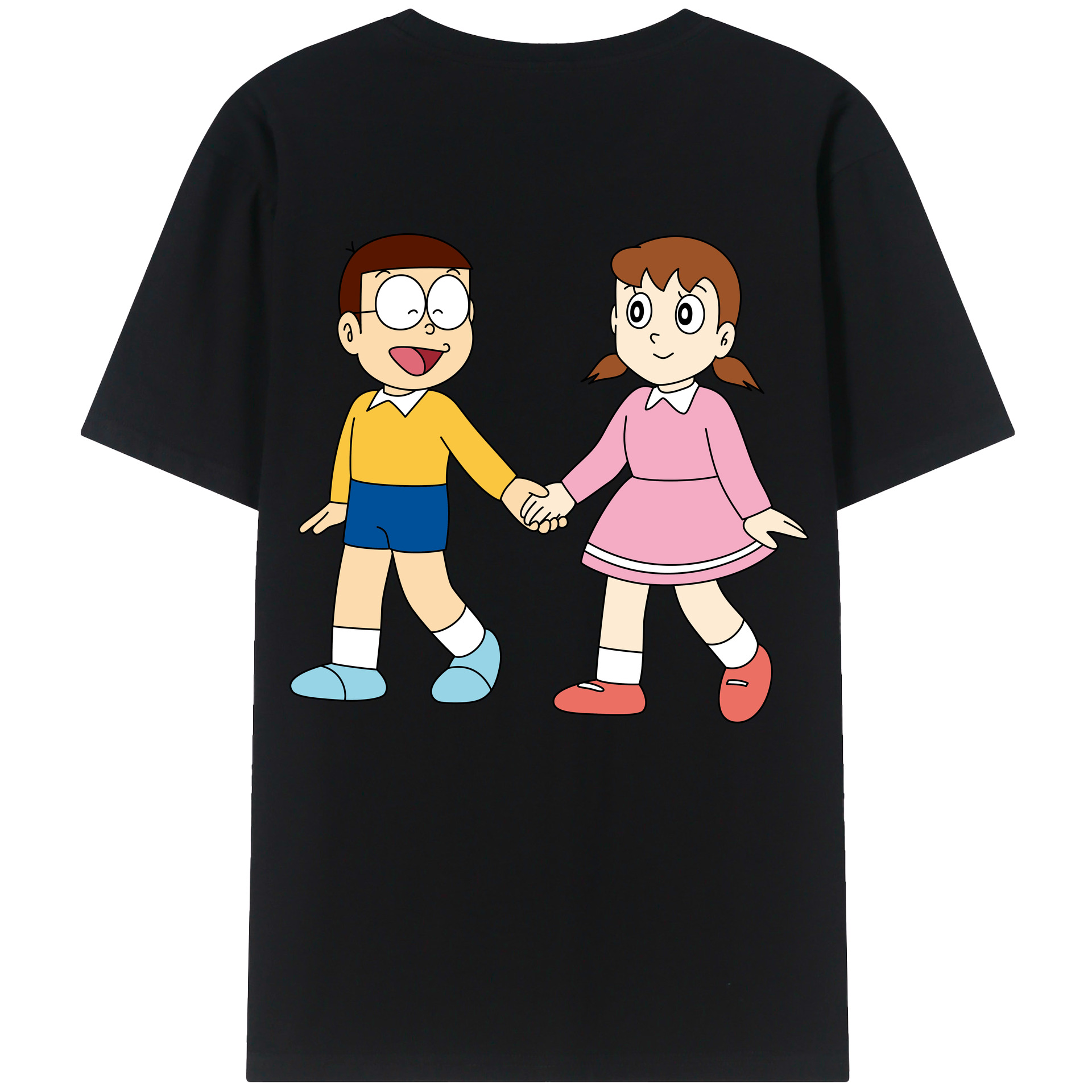 （画像用） ドラえもん 野比 のび太 Doraemon Nobita Nobi 綿100％ メンズ半袖Tシャツ（バックプリント） 通気性