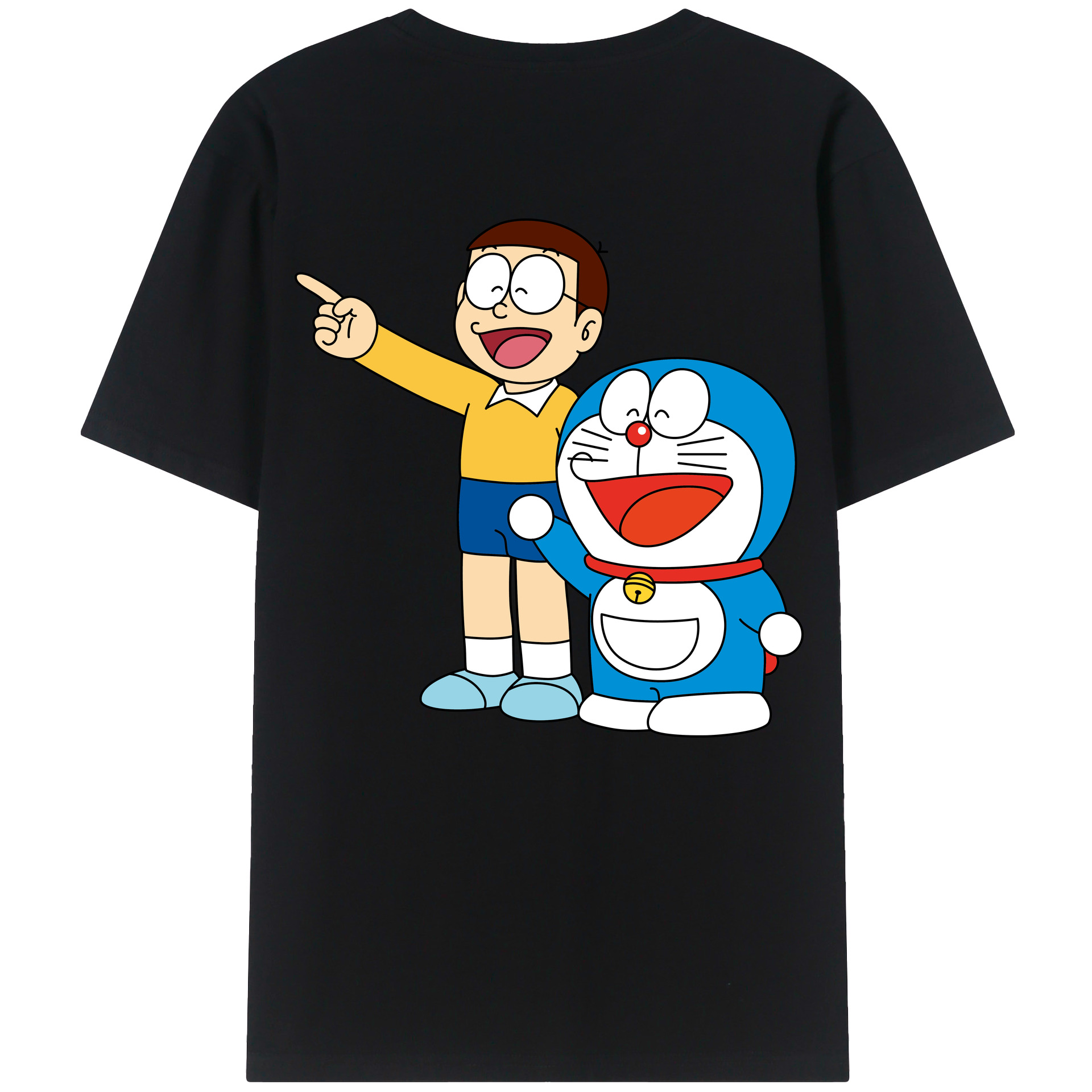 （画像用） ドラえもん 野比 のび太 Doraemon Nobita Nobi 綿100％ メンズ半袖Tシャツ（バックプリント） 通気性