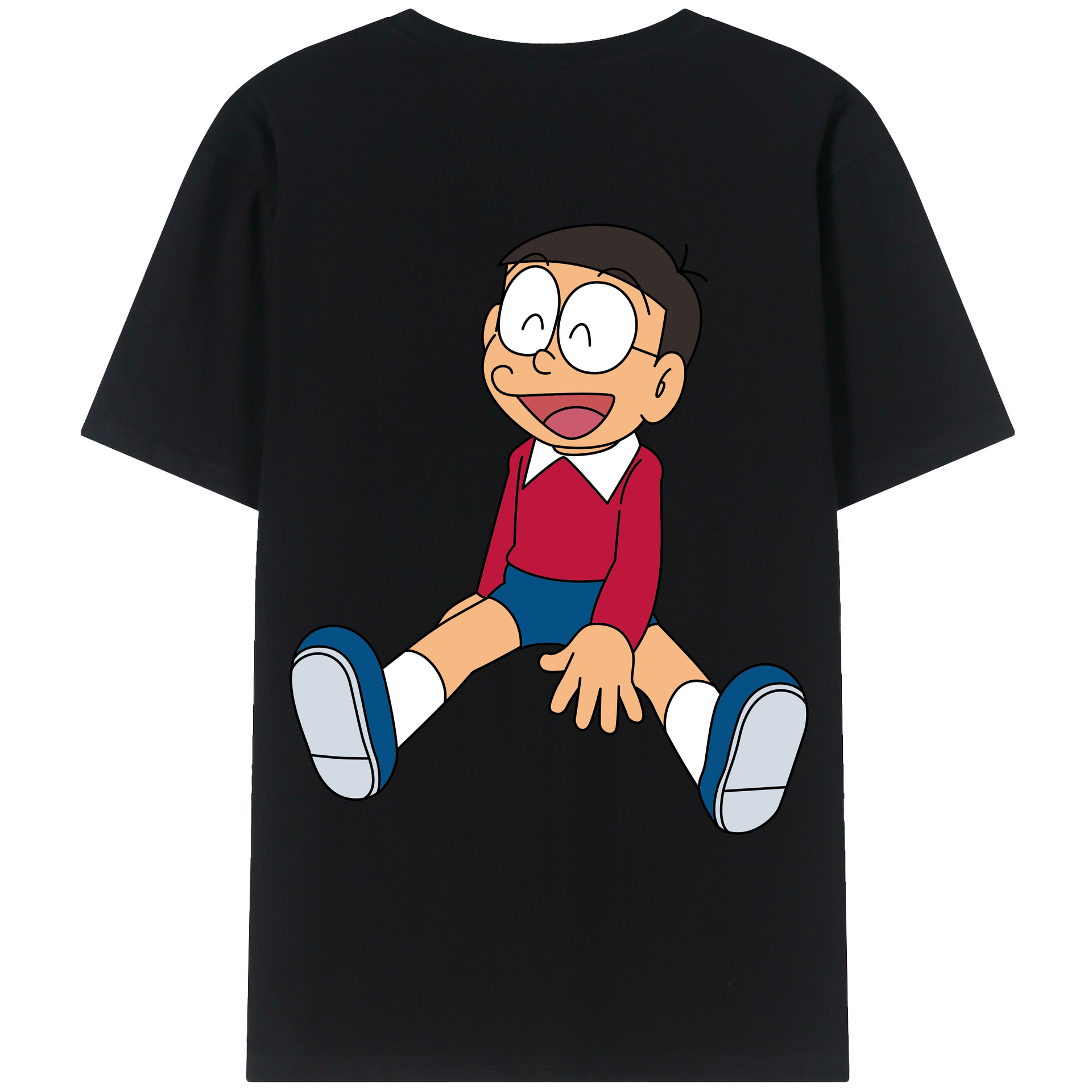 （画像用） ドラえもん 野比 のび太 Doraemon Nobita Nobi 綿100％ メンズ半袖Tシャツ（バックプリント） 通気性