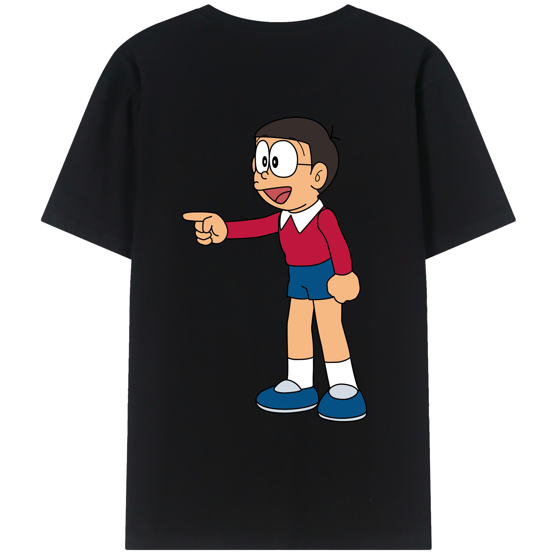 （画像用） ドラえもん 野比 のび太 Doraemon Nobita Nobi 綿100％ メンズ半袖Tシャツ（バックプリント） 通気性