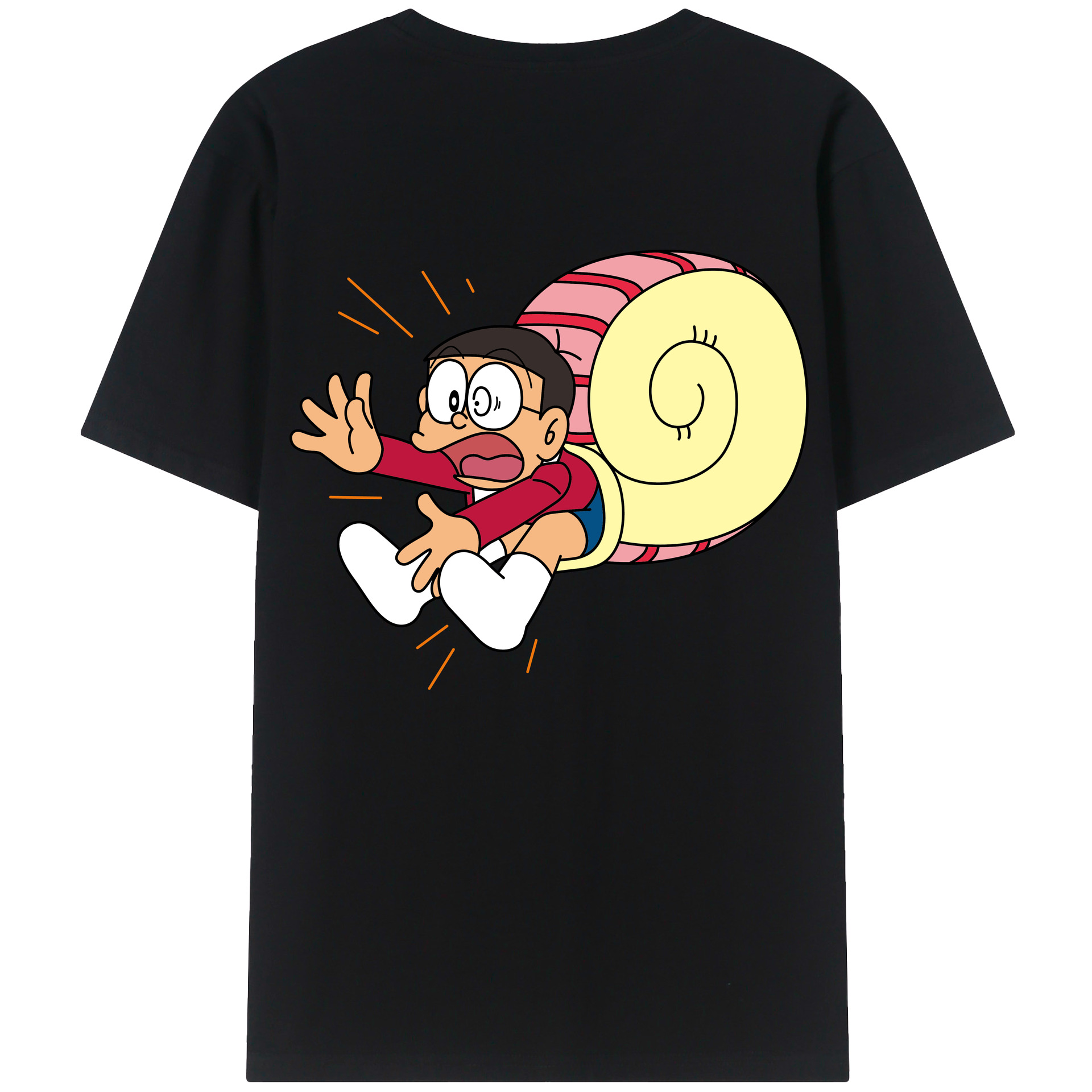 （画像用） ドラえもん 野比 のび太 Doraemon Nobita Nobi 綿100％ メンズ半袖Tシャツ（バックプリント） 通気性