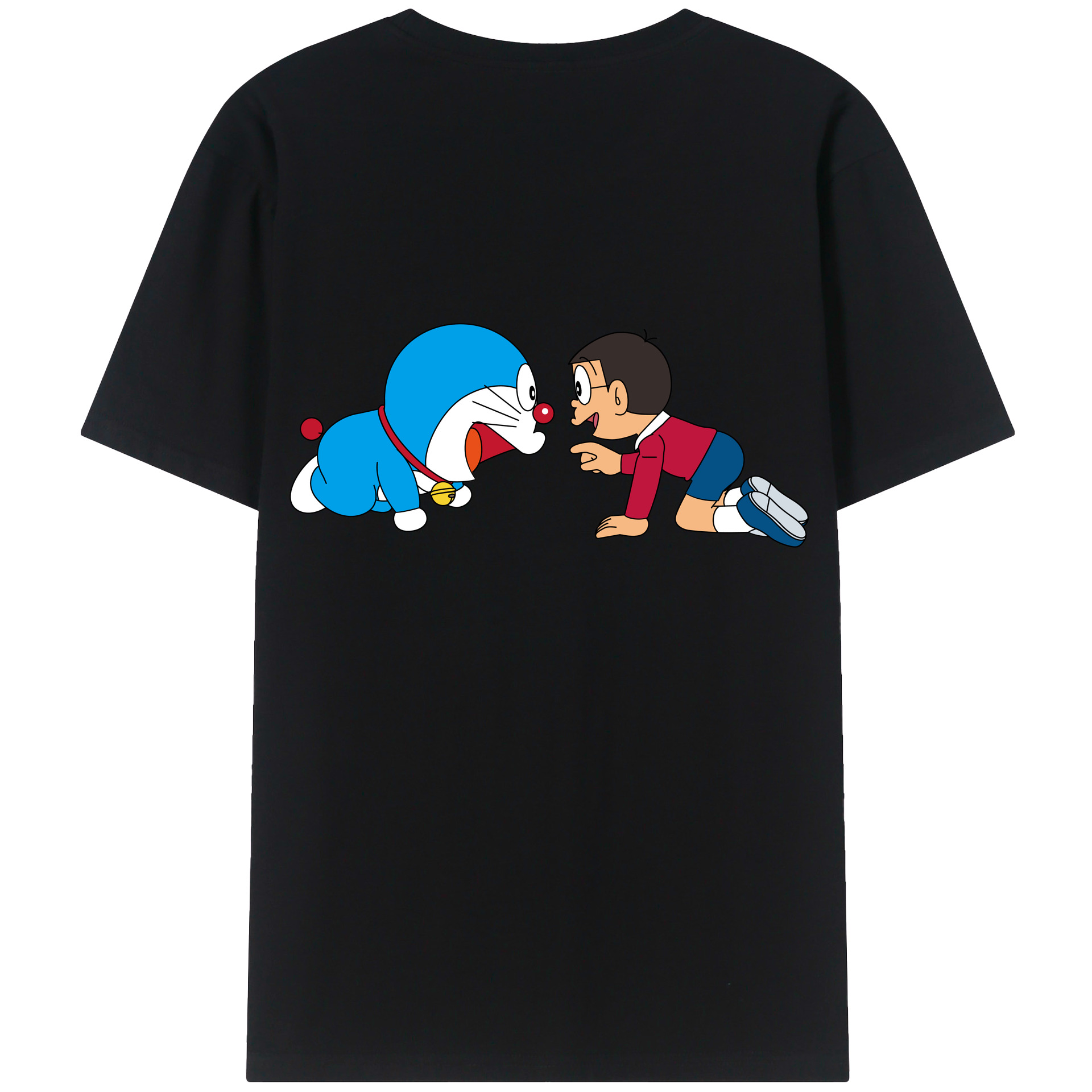 （画像用） ドラえもん 野比 のび太 Doraemon Nobita Nobi 綿100％ メンズ半袖Tシャツ（バックプリント） 通気性