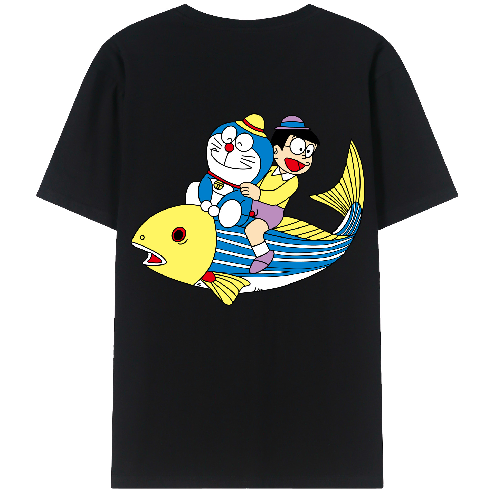 （画像用） ドラえもん 野比 のび太 Doraemon Nobita Nobi 綿100％ メンズ半袖Tシャツ（バックプリント） 通気性