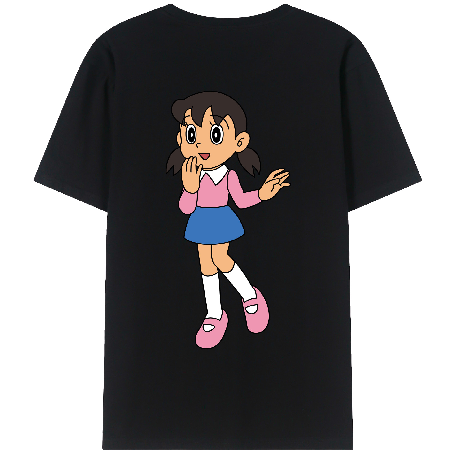 （画像用） ドラえもん みなもと しずか Doraemon Shizuka Minamoto 綿100％ メンズ半袖Tシャツ（バックプリント） 通気性