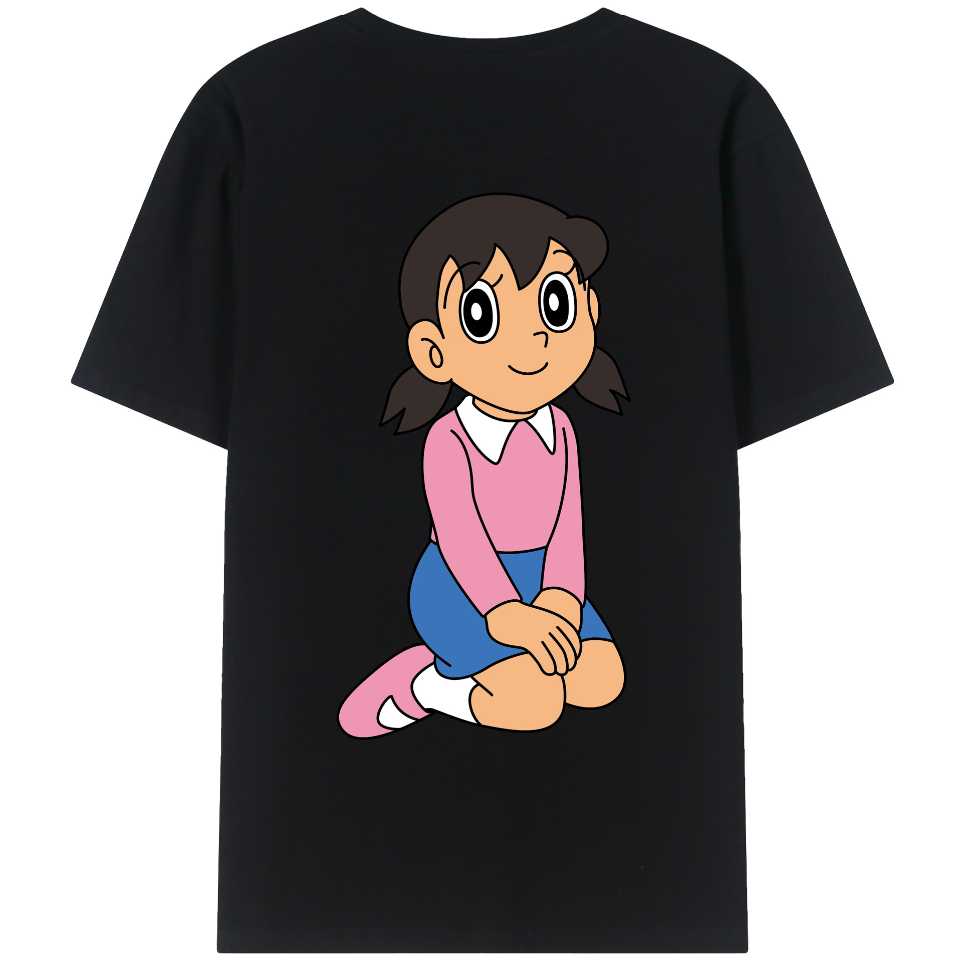 （画像用） ドラえもん みなもと しずか Doraemon Shizuka Minamoto 綿100％ メンズ半袖Tシャツ（バックプリント） 通気性
