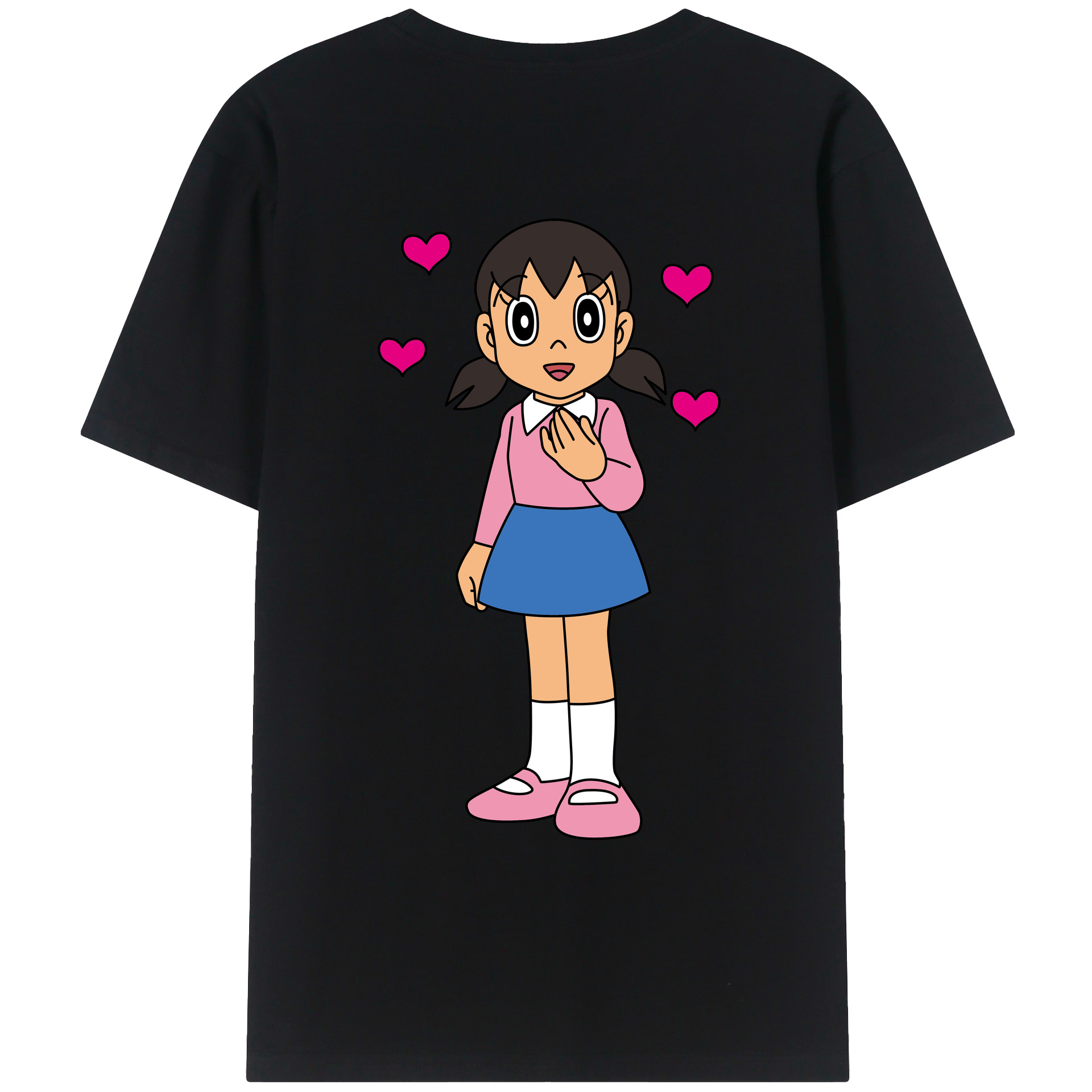 （画像用） ドラえもん みなもと しずか Doraemon Shizuka Minamoto 綿100％ メンズ半袖Tシャツ（バックプリント） 通気性