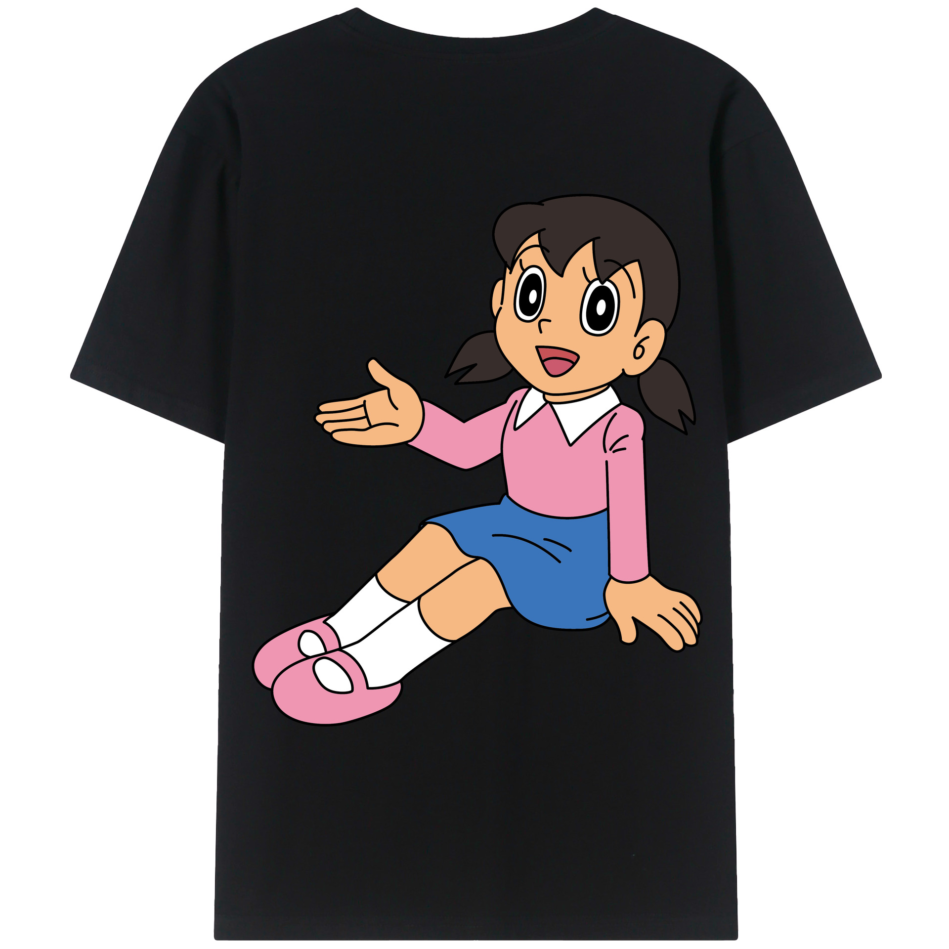 （画像用） ドラえもん みなもと しずか Doraemon Shizuka Minamoto 綿100％ メンズ半袖Tシャツ（バックプリント） 通気性