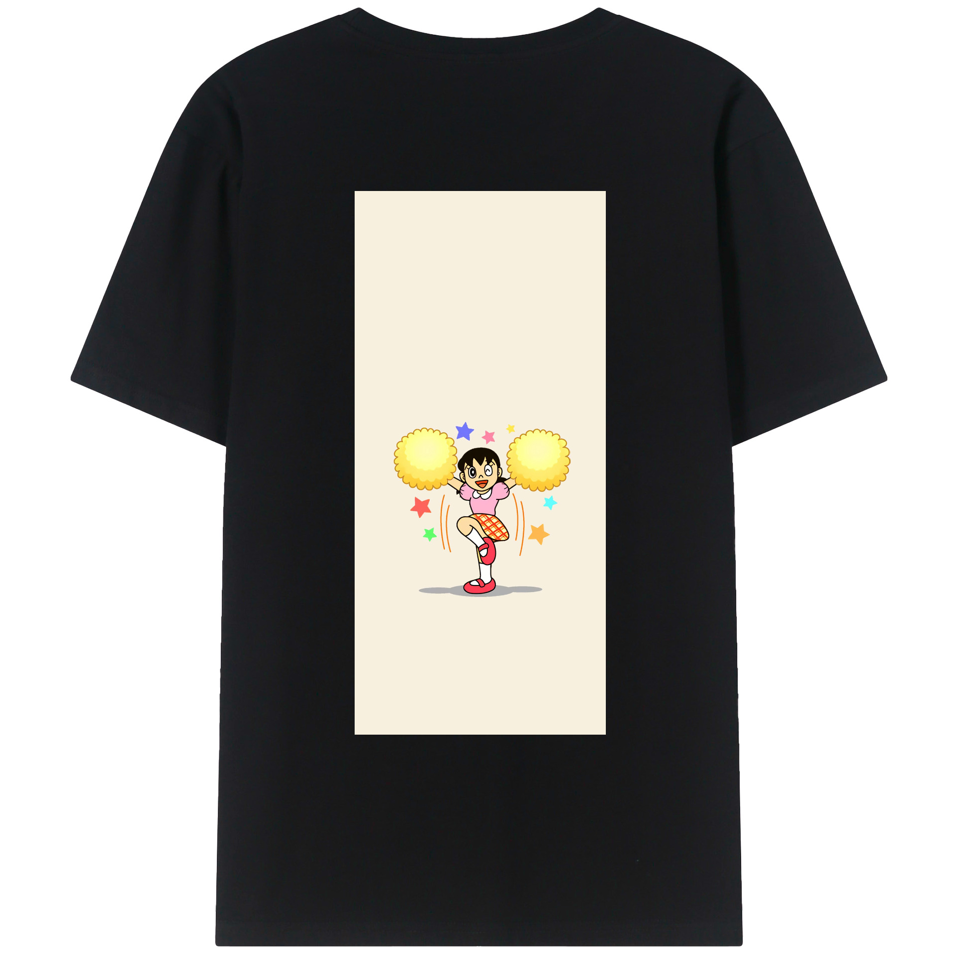 （画像用） ドラえもん みなもと しずか Doraemon Shizuka Minamoto 綿100％ メンズ半袖Tシャツ（バックプリント） 通気性
