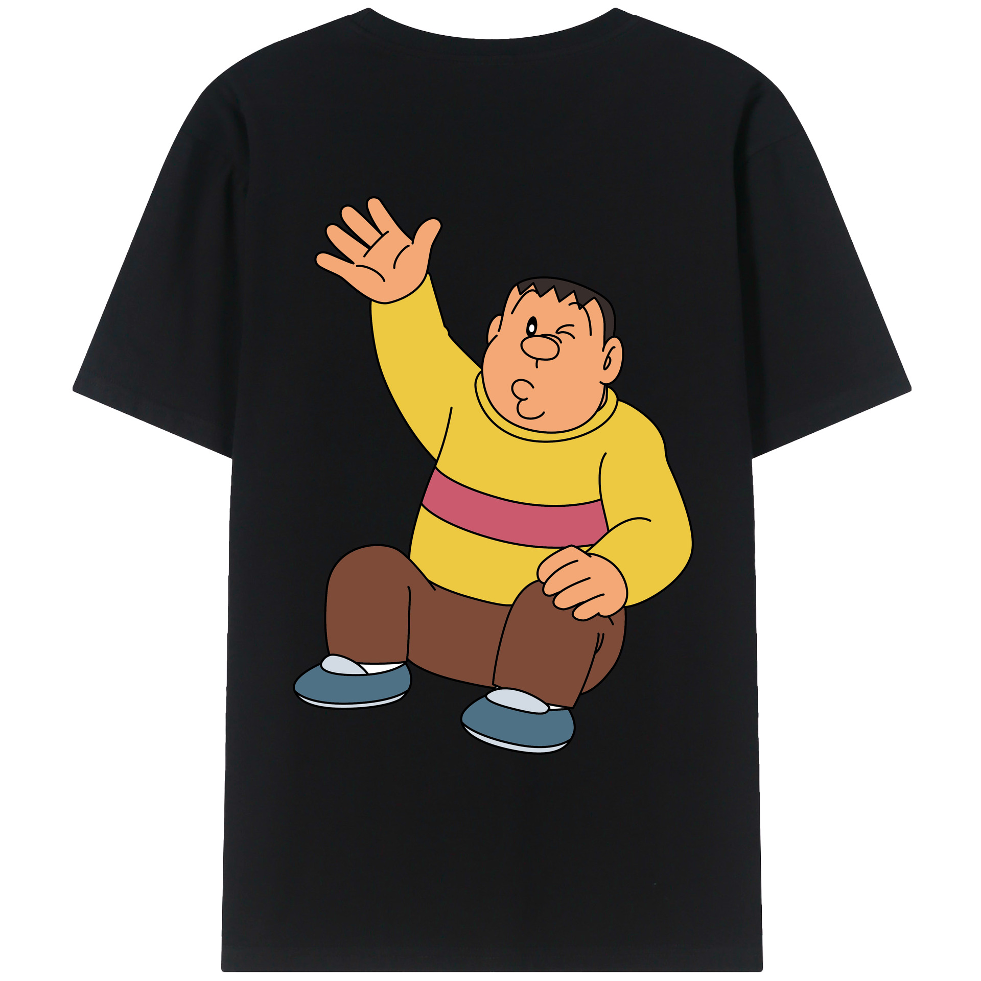 （画像用） ドラえもん 剛田武 Doraemon Gouta Takeshi 綿100％ メンズ半袖Tシャツ（バックプリント） 通気性