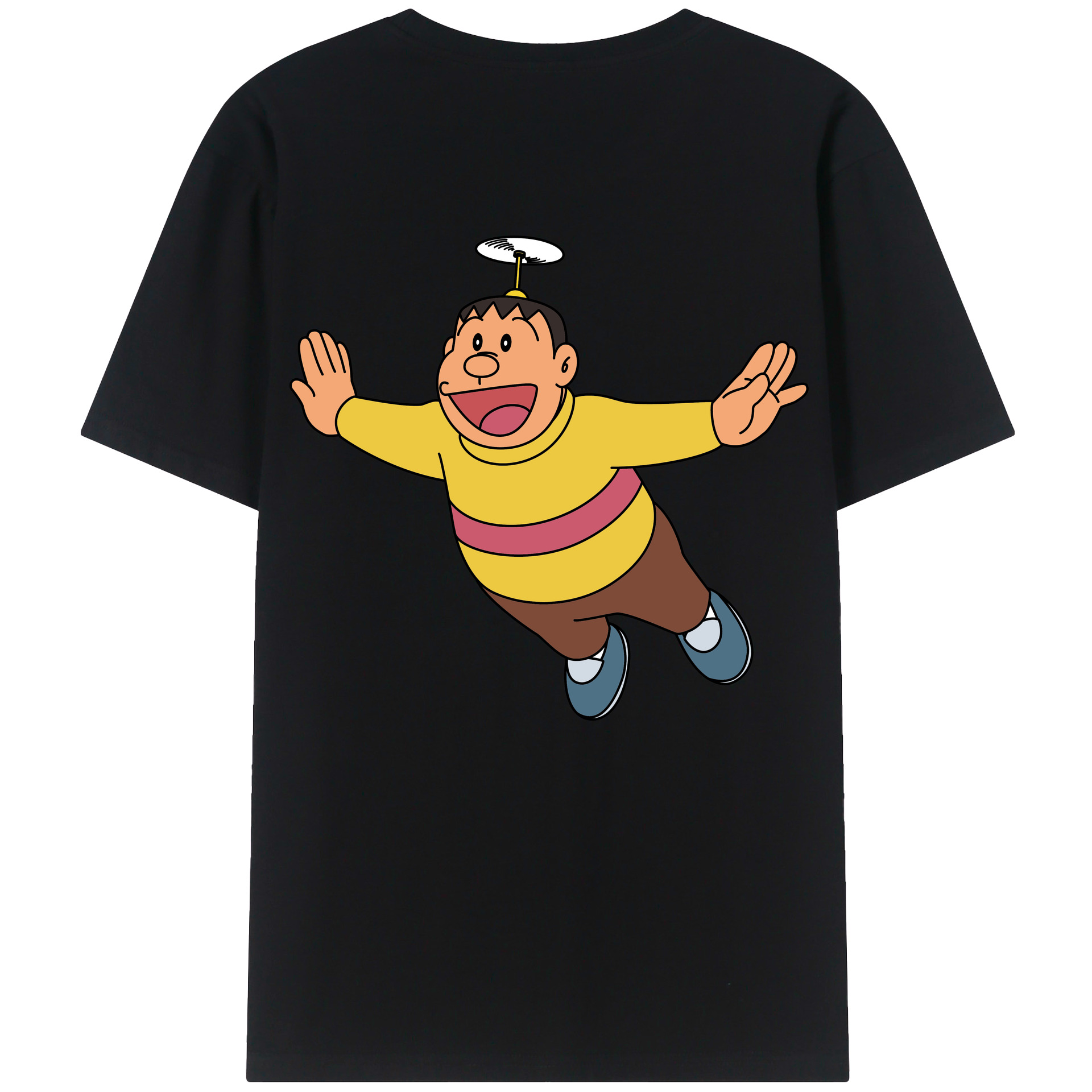 （画像用） ドラえもん 剛田武 Doraemon Gouta Takeshi 綿100％ メンズ半袖Tシャツ（バックプリント） 通気性