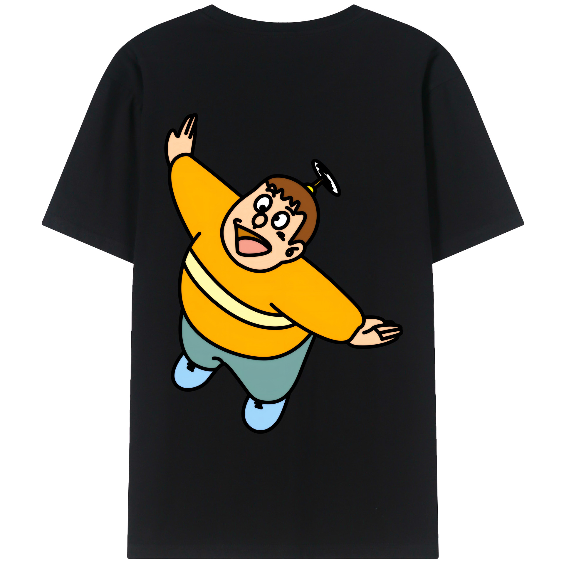 （画像用） ドラえもん 剛田武 Doraemon Gouta Takeshi 綿100％ メンズ半袖Tシャツ（バックプリント） 通気性