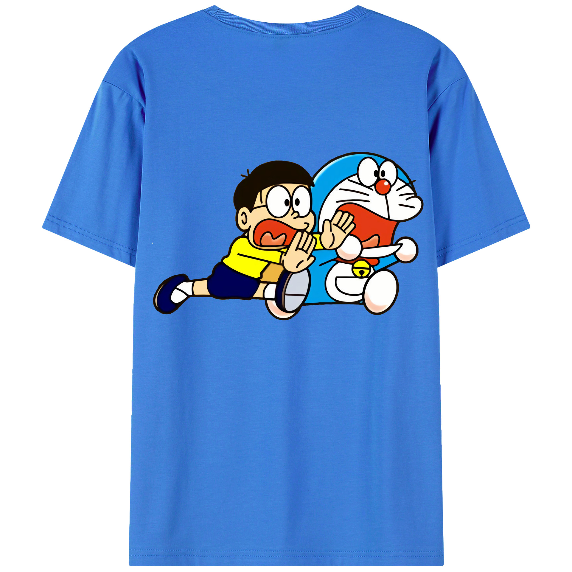 （画像用） ドラえもん Doraemon 綿100％ メンズ半袖Tシャツ（バックプリント） 通気性