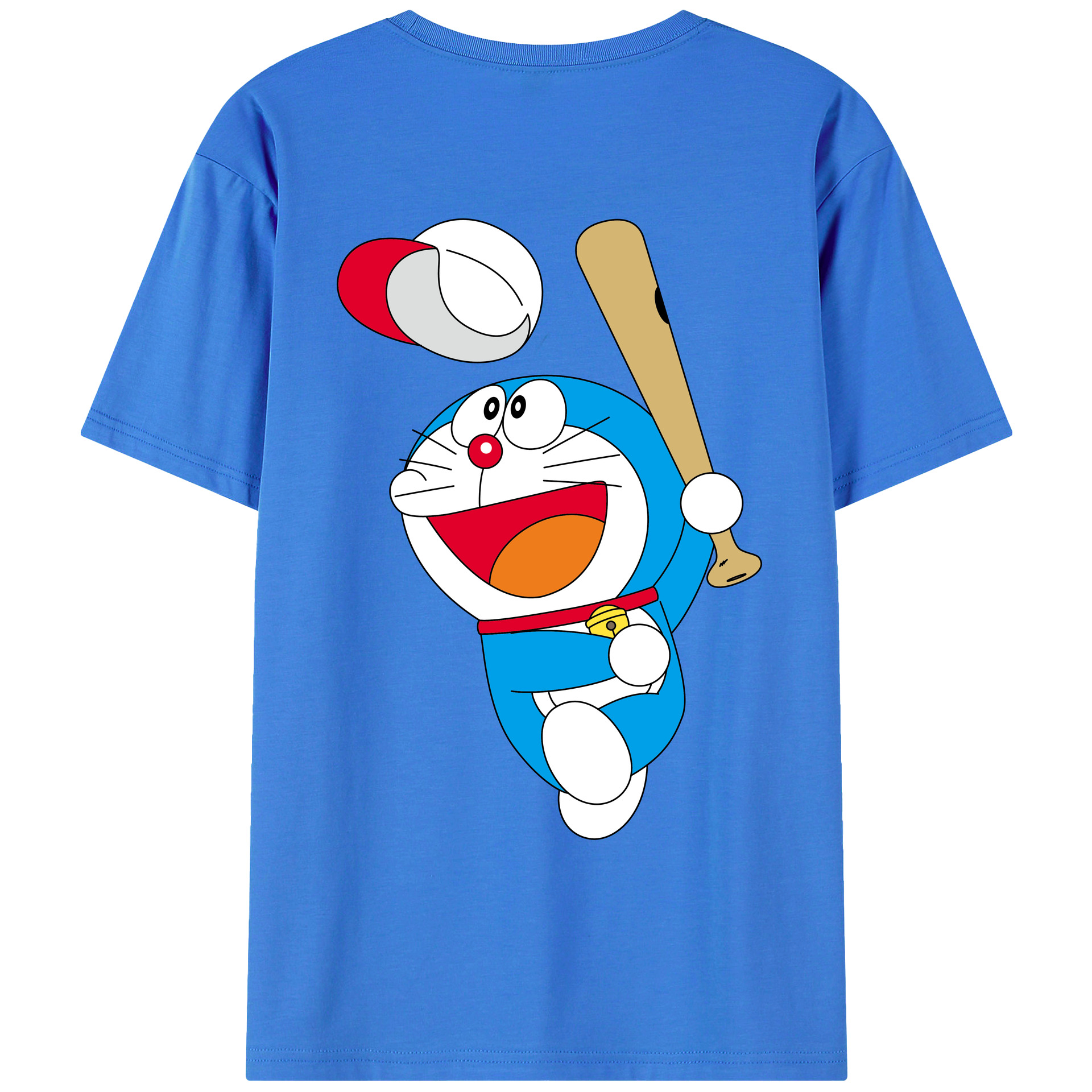 （画像用） ドラえもん Doraemon 綿100％ メンズ半袖Tシャツ（バックプリント） 通気性