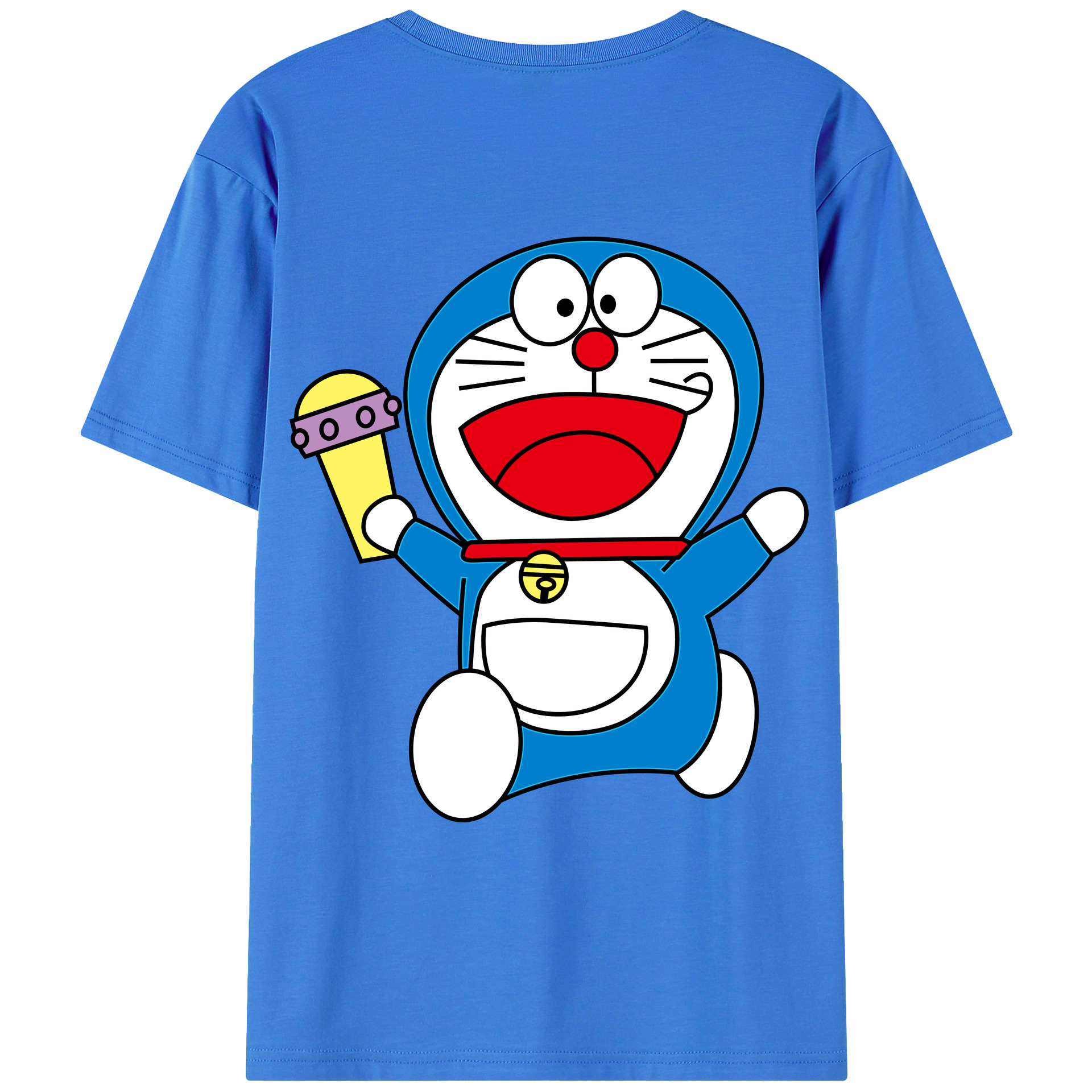（画像用） ドラえもん Doraemon 綿100％ メンズ半袖Tシャツ（バックプリント） 通気性