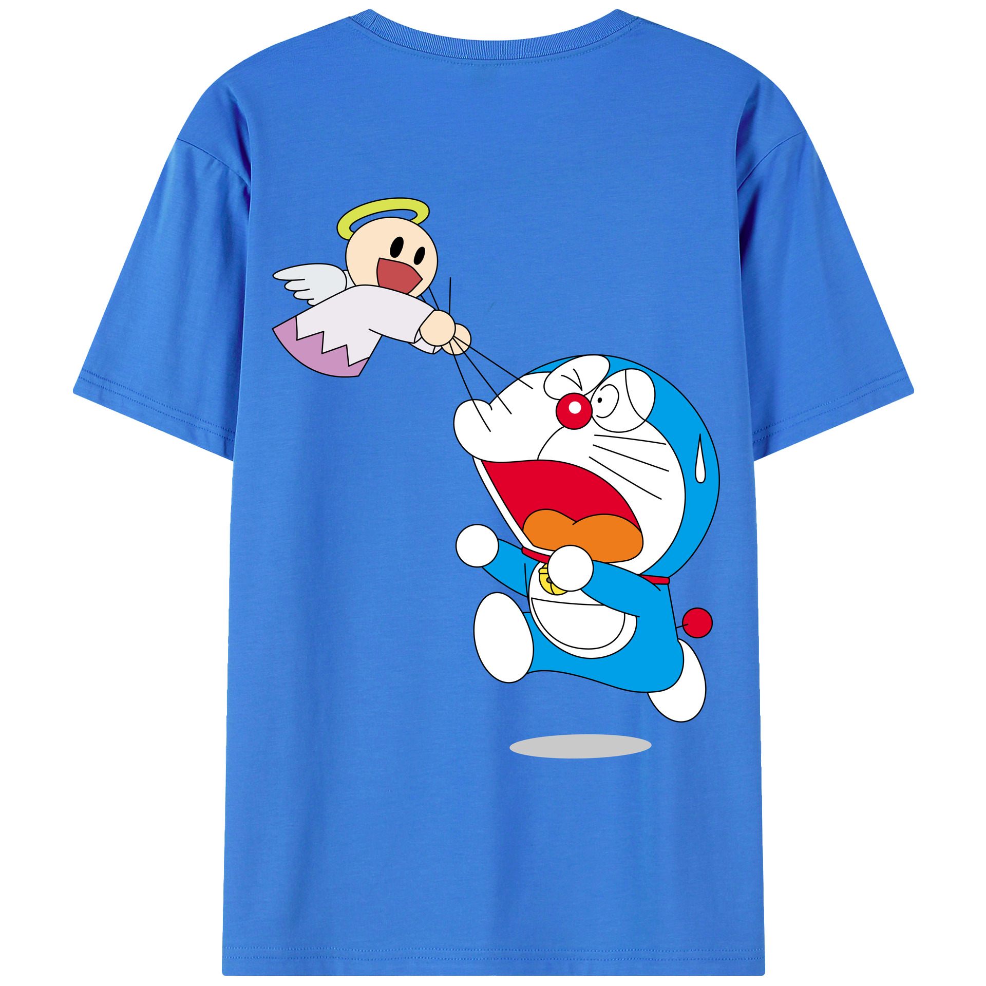 （画像用） ドラえもん Doraemon 綿100％ メンズ半袖Tシャツ（バックプリント） 通気性