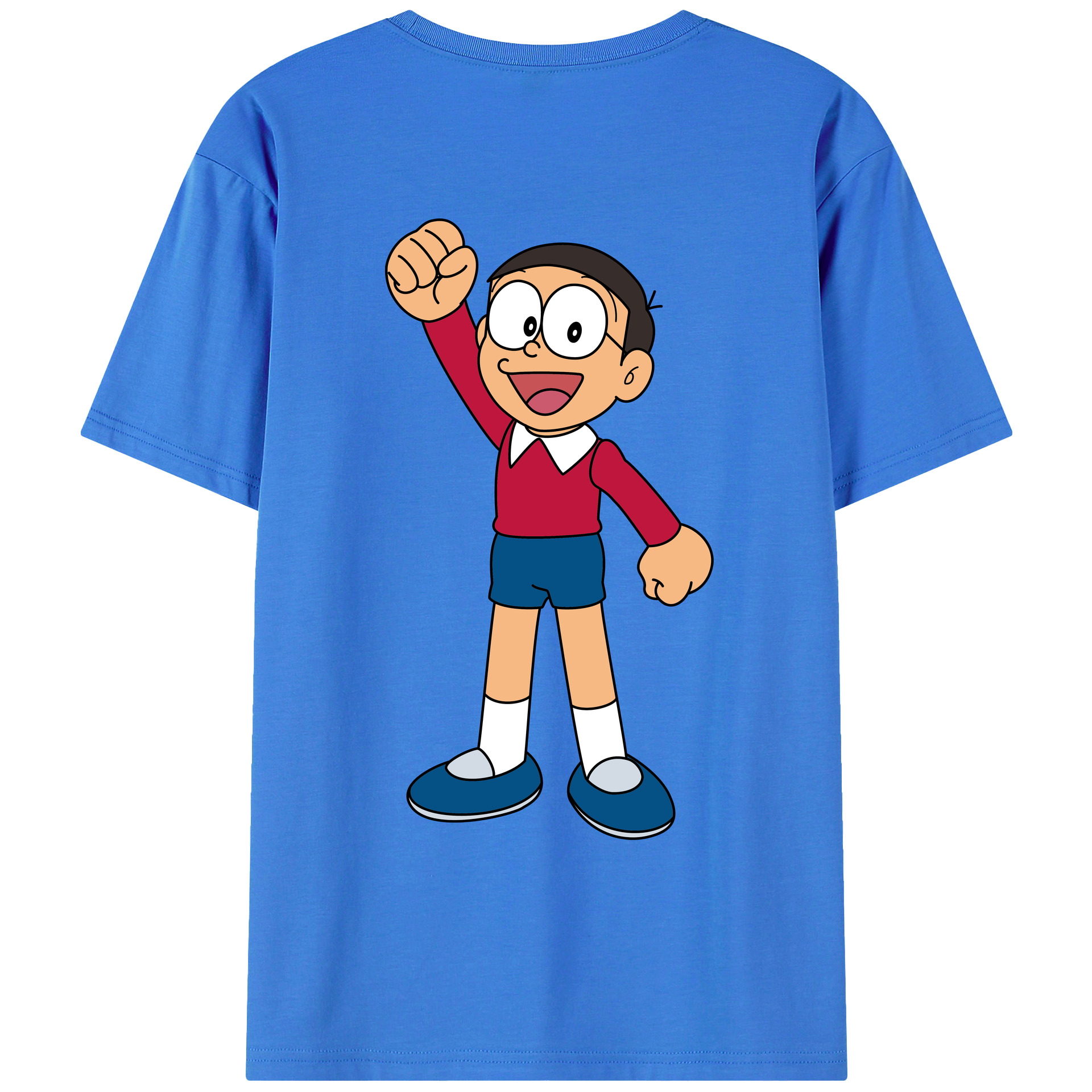（画像用） ドラえもん 野比 のび太 Doraemon Nobita Nobi 綿100％ メンズ半袖Tシャツ（バックプリント） 通気性