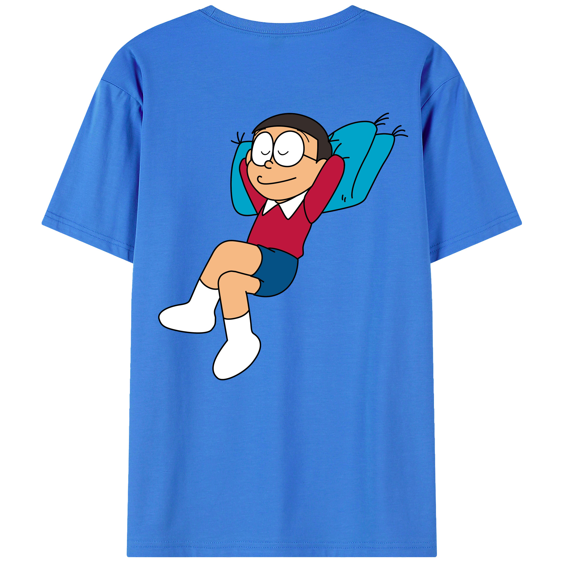 （画像用） ドラえもん 野比 のび太 Doraemon Nobita Nobi 綿100％ メンズ半袖Tシャツ（バックプリント） 通気性