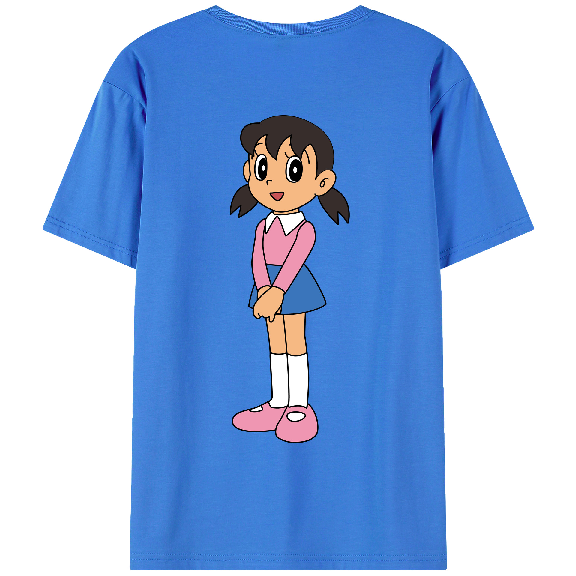 （画像用） ドラえもん みなもと しずか Doraemon Shizuka Minamoto 綿100％ メンズ半袖Tシャツ（バックプリント） 通気性