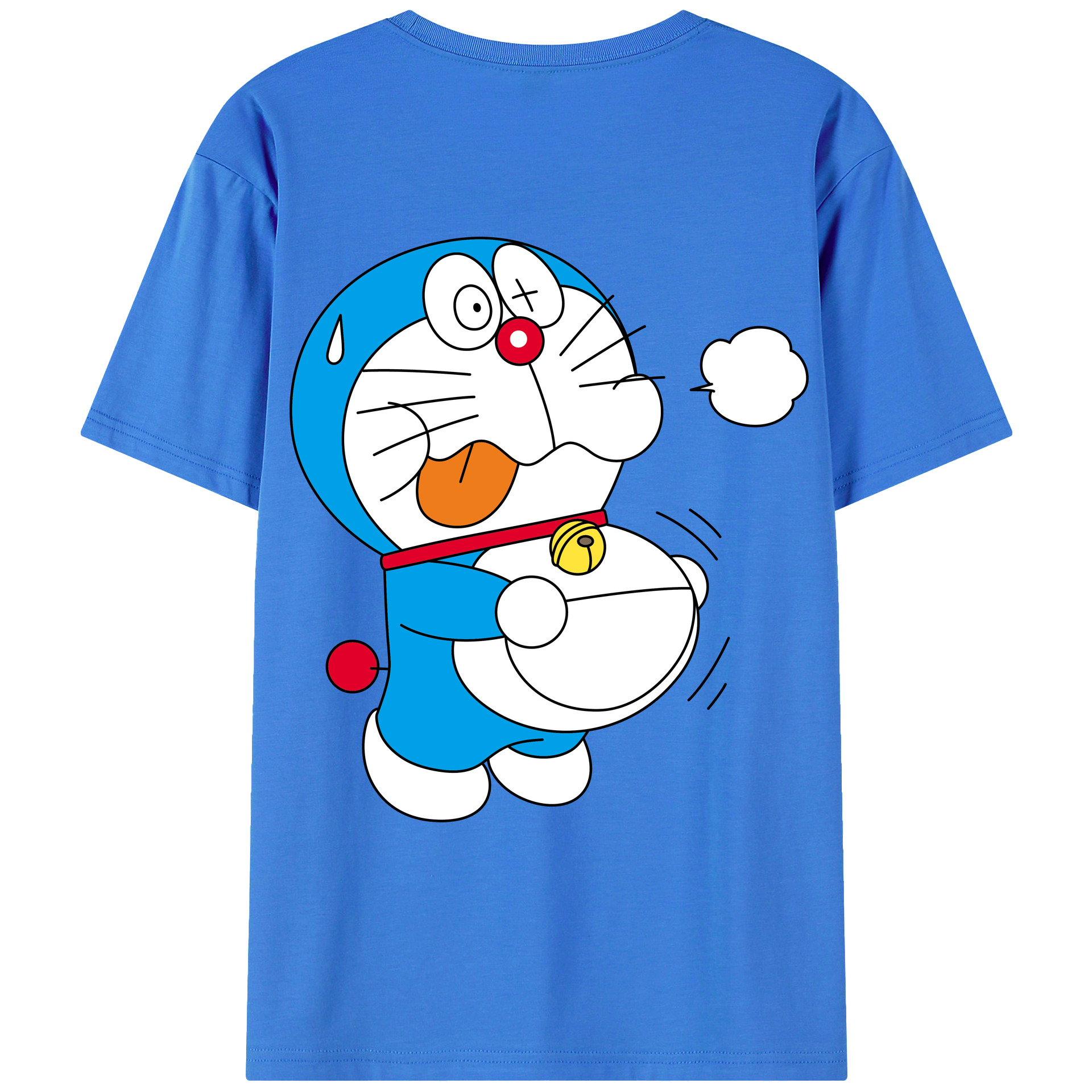 （画像用） ドラえもん Doraemon 綿100％ メンズ半袖Tシャツ（バックプリント） 通気性