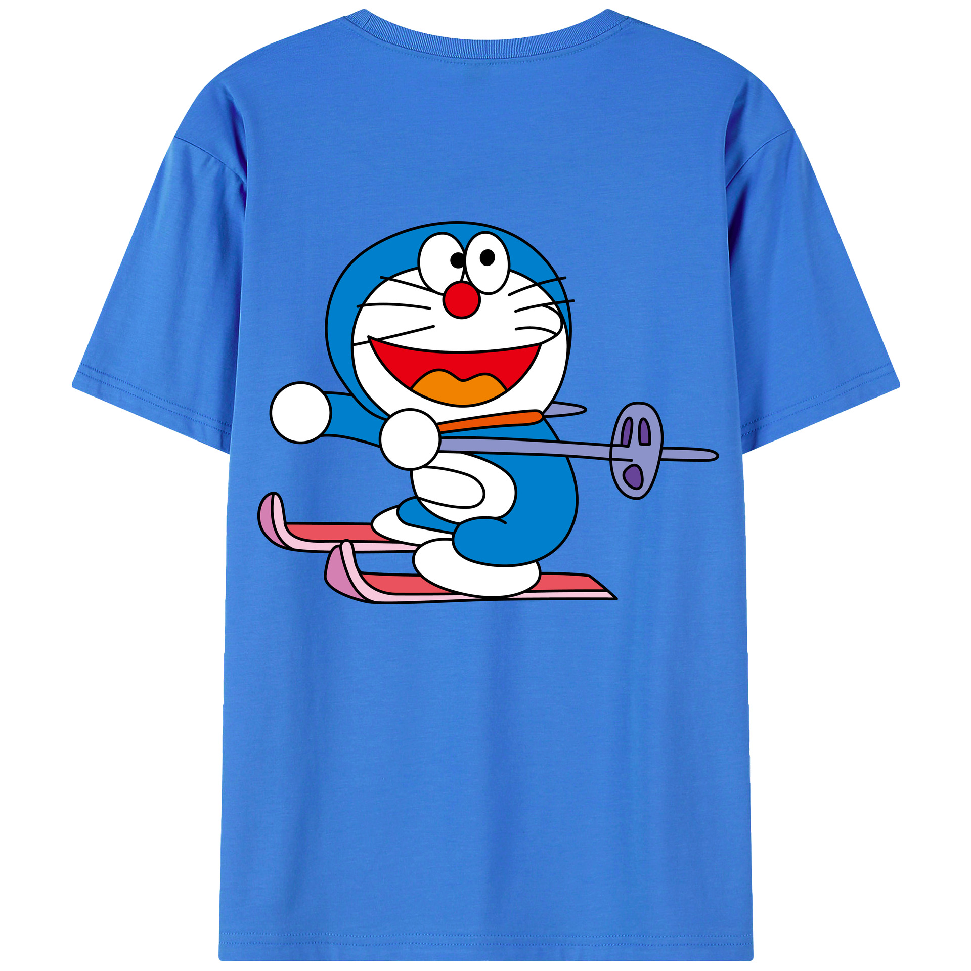 （画像用） ドラえもん Doraemon 綿100％ メンズ半袖Tシャツ（バックプリント） 通気性