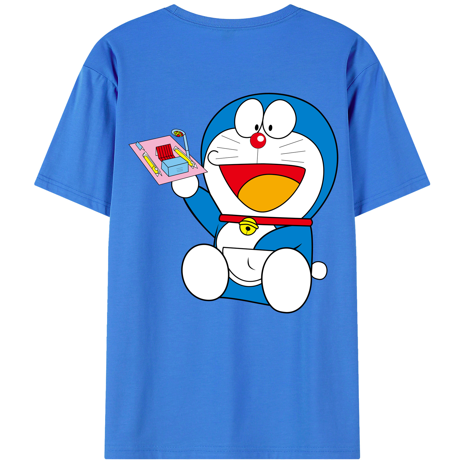 （画像用） ドラえもん Doraemon 綿100％ メンズ半袖Tシャツ（バックプリント） 通気性