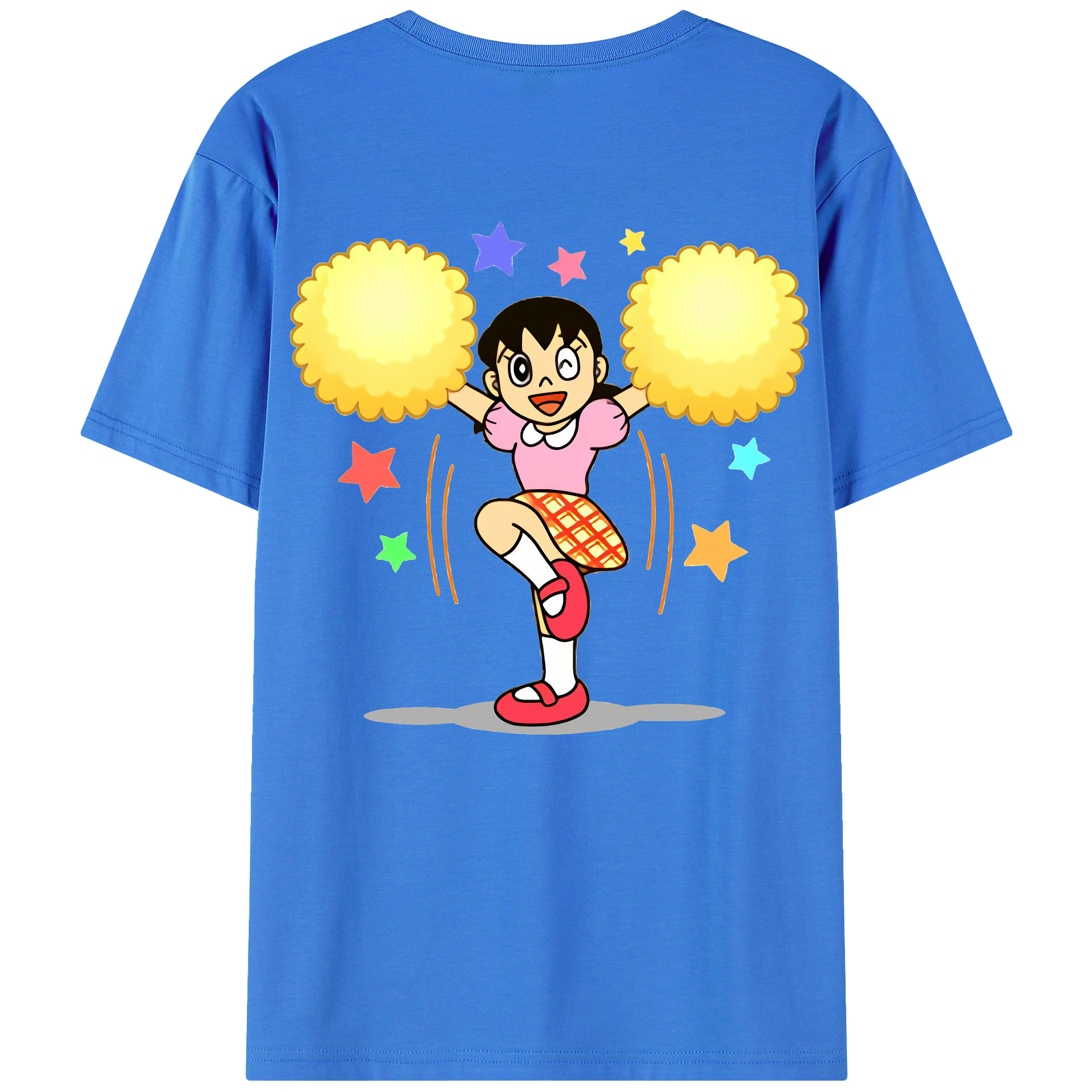 （画像用） ドラえもん みなもと しずか Doraemon Shizuka Minamoto 綿100％ メンズ半袖Tシャツ（バックプリント） 通気性