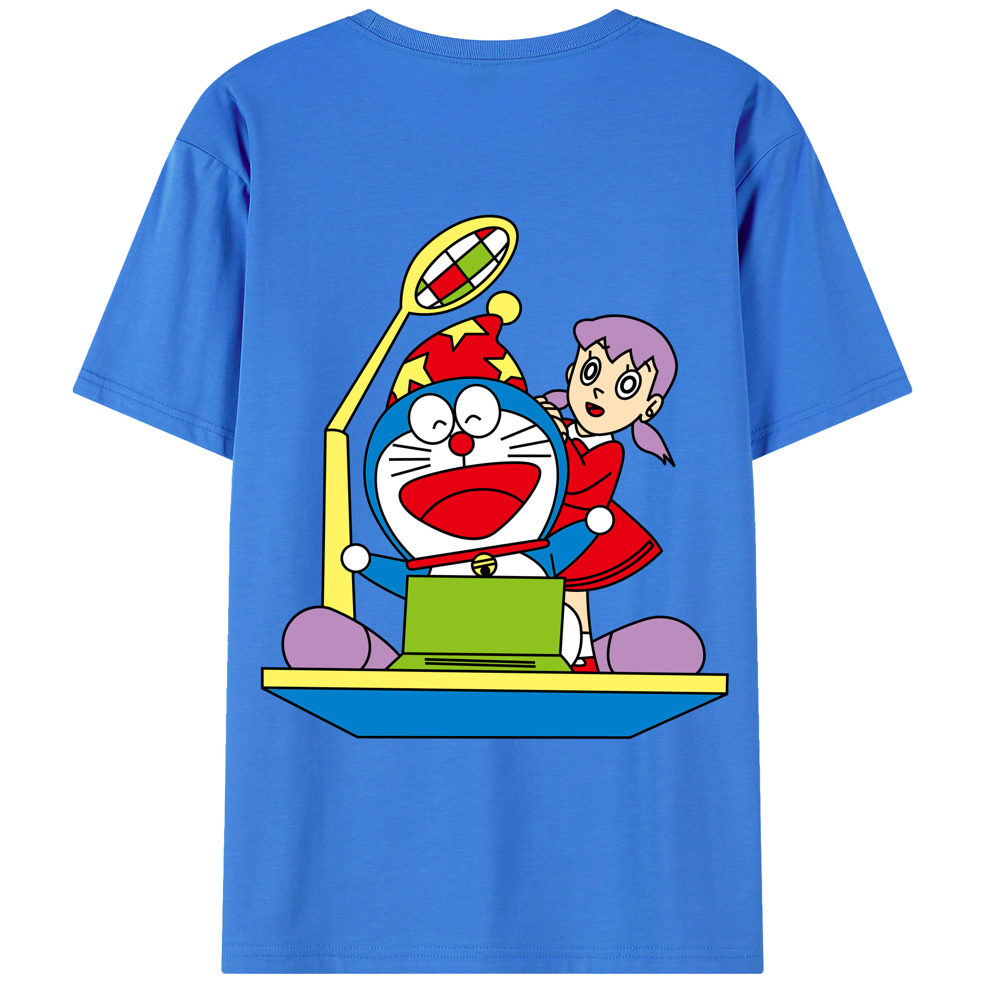 （画像用） ドラえもん みなもと しずか Doraemon Shizuka Minamoto 綿100％ メンズ半袖Tシャツ（バックプリント） 通気性