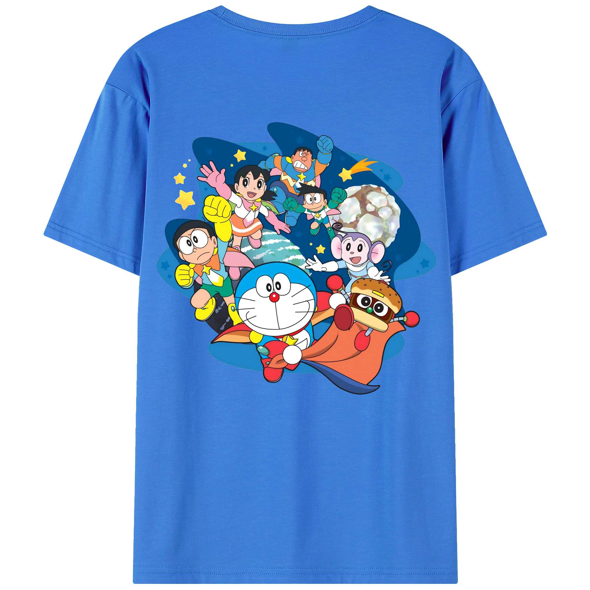 （画像用） ドラえもん Doraemon 綿100％ メンズ半袖Tシャツ（バックプリント） 通気性