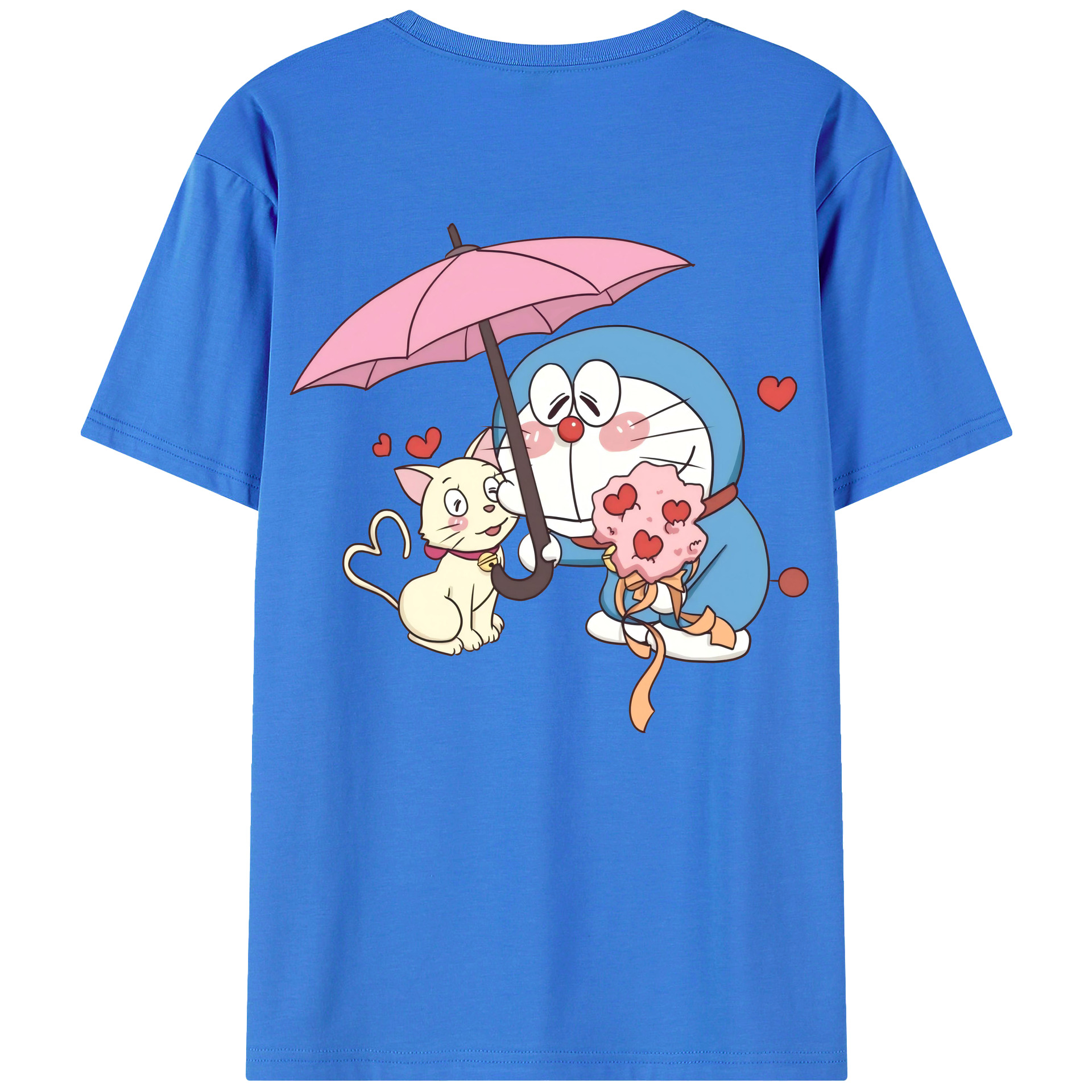 （画像用） ドラえもん Doraemon 綿100％ メンズ半袖Tシャツ（バックプリント） 通気性