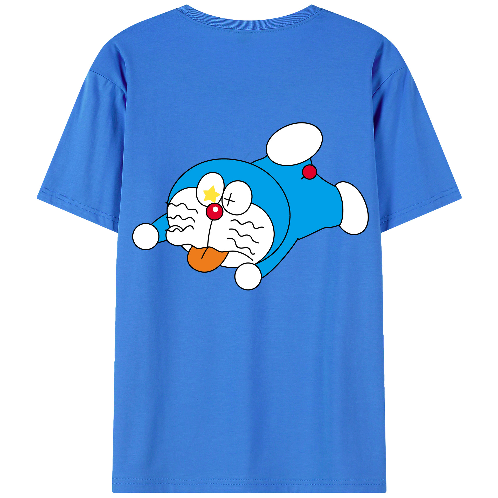 （画像用） ドラえもん Doraemon 綿100％ メンズ半袖Tシャツ（バックプリント） 通気性