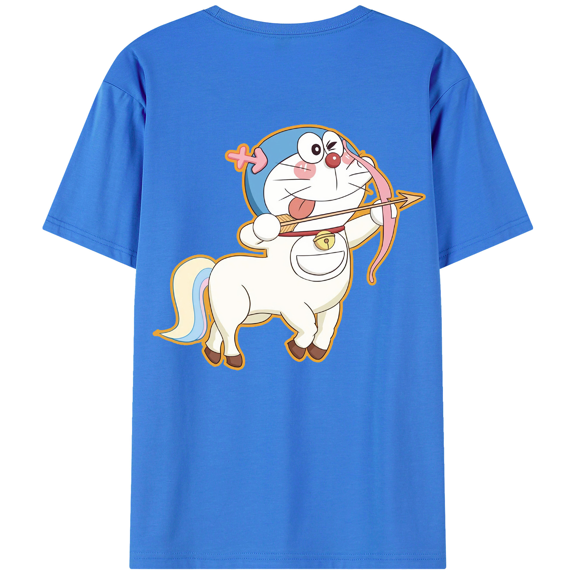 （画像用） ドラえもん Doraemon 綿100％ メンズ半袖Tシャツ（バックプリント） 通気性