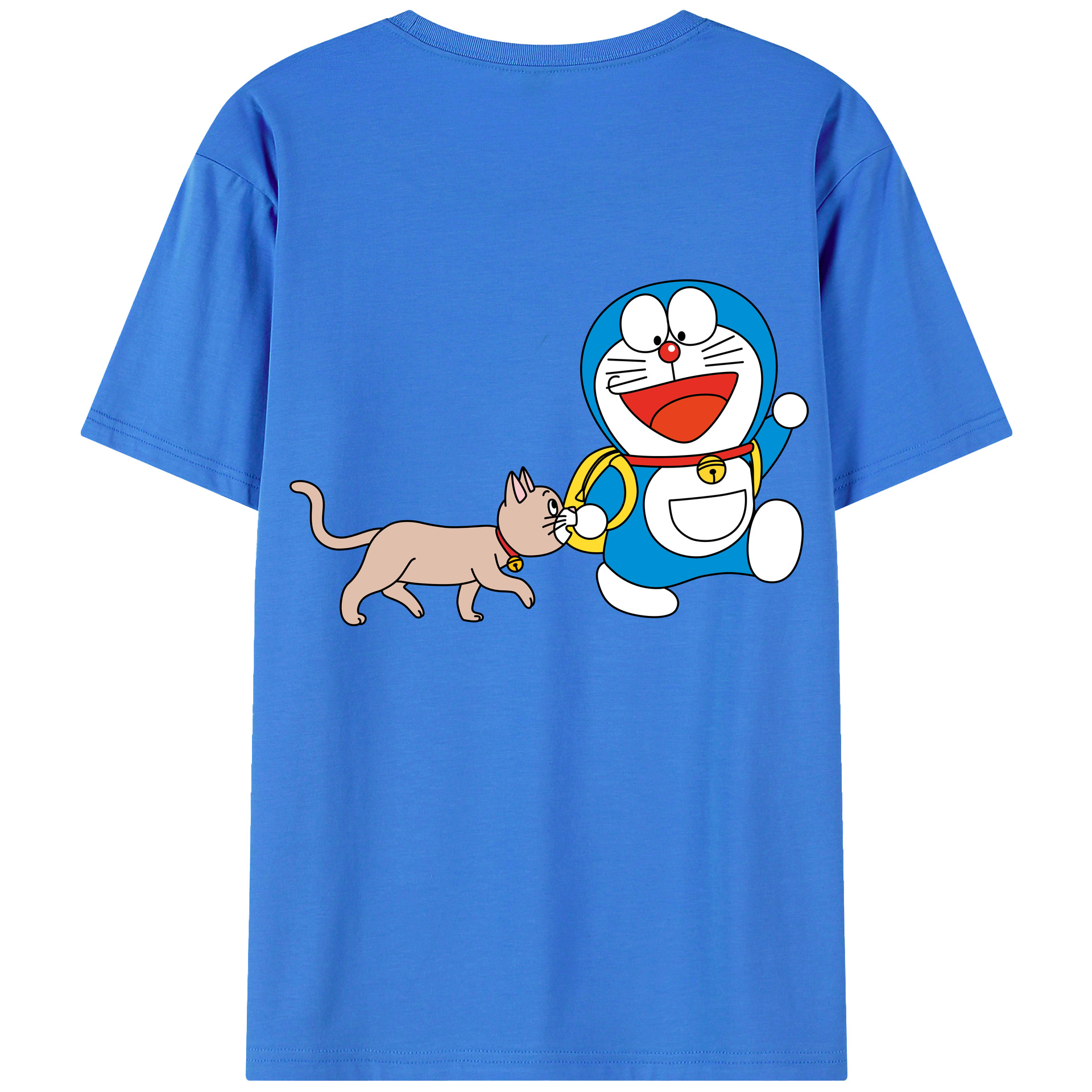 （画像用） ドラえもん Doraemon 綿100％ メンズ半袖Tシャツ（バックプリント） 通気性