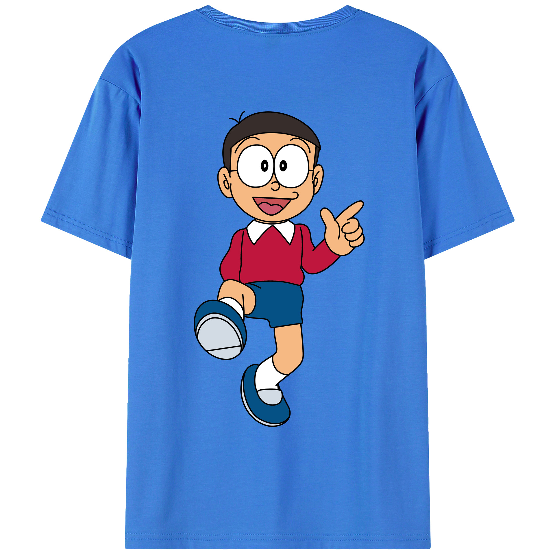 （画像用） ドラえもん 野比 のび太 Doraemon Nobita Nobi 綿100％ メンズ半袖Tシャツ（バックプリント） 通気性