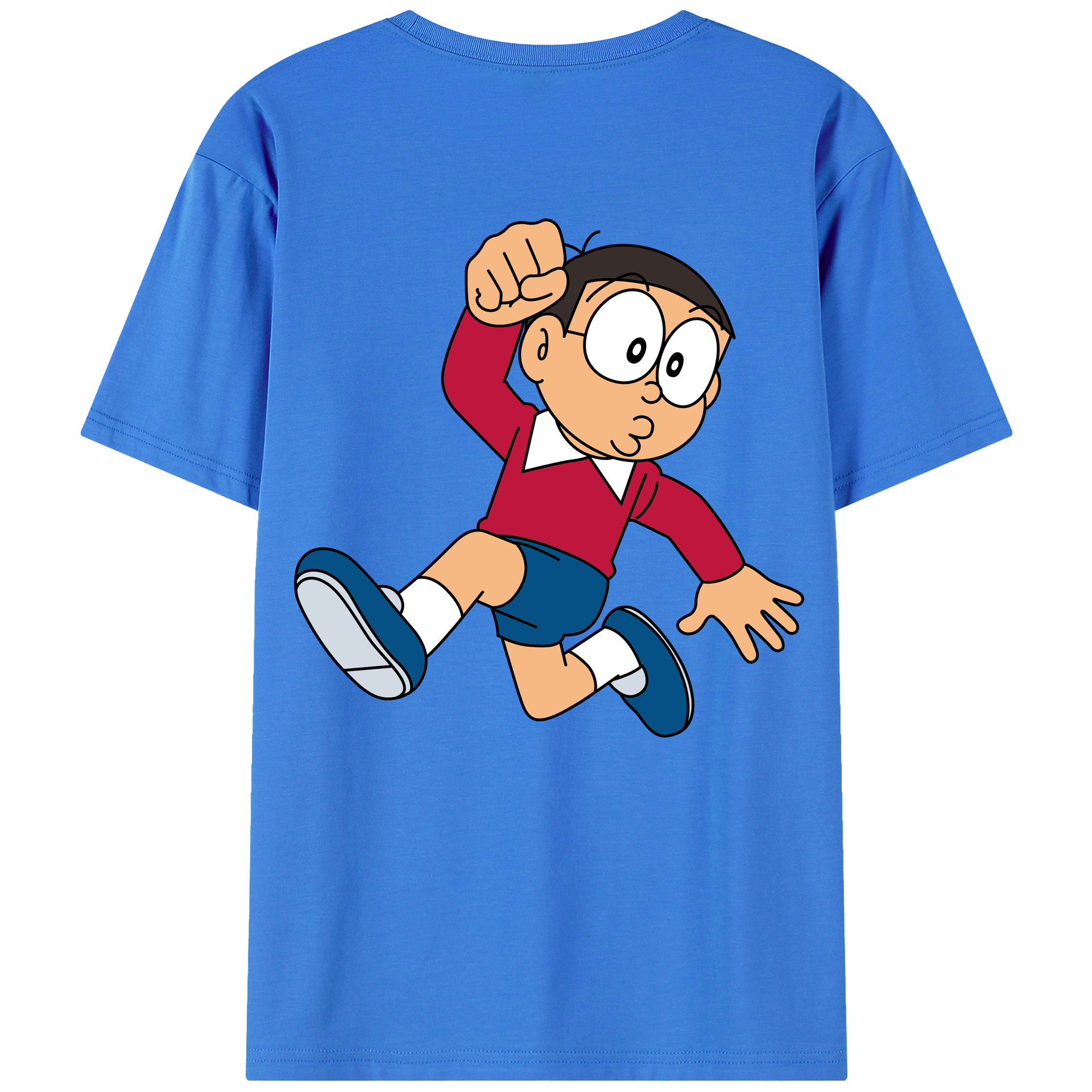 （画像用） ドラえもん 野比 のび太 Doraemon Nobita Nobi 綿100％ メンズ半袖Tシャツ（バックプリント） 通気性