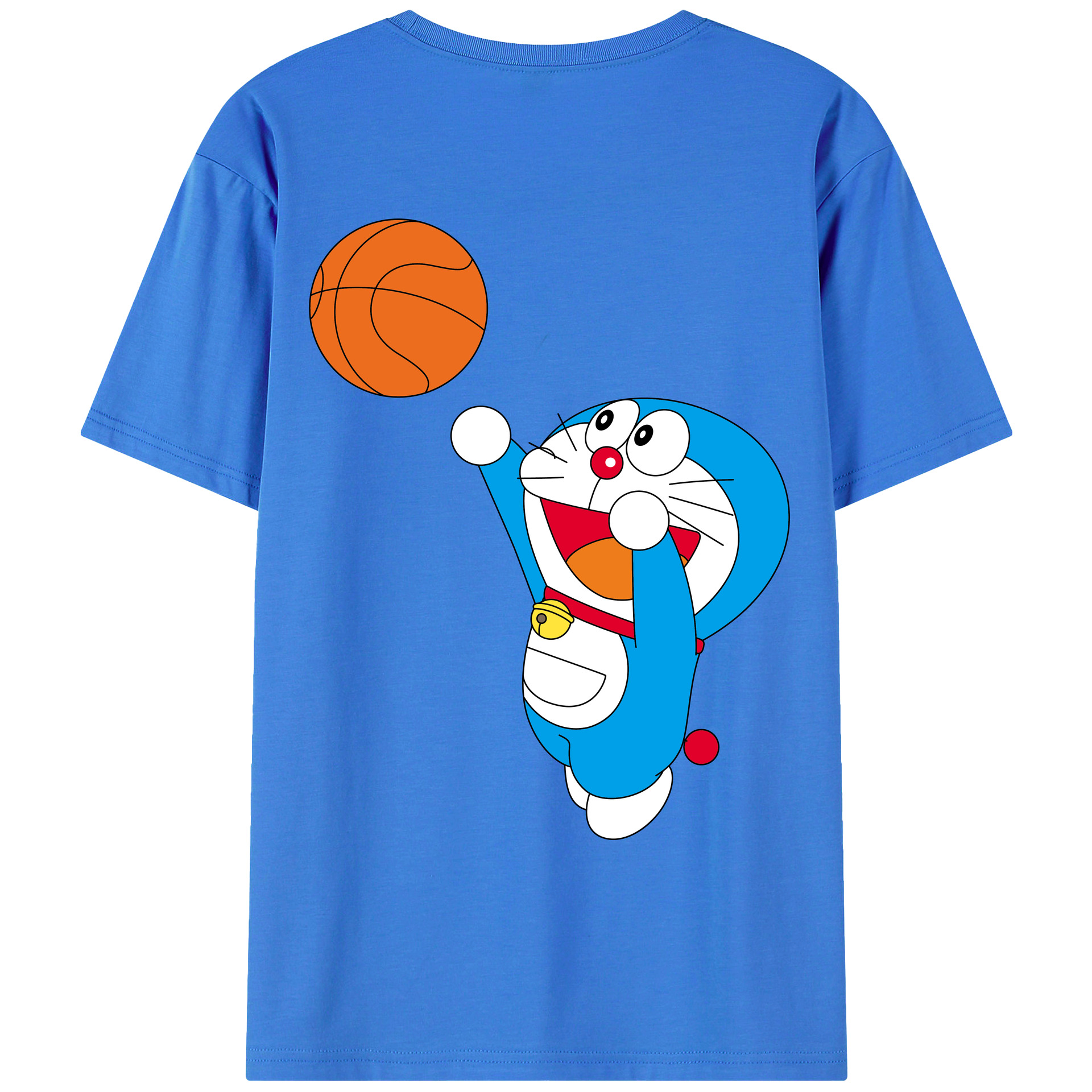 （画像用） ドラえもん Doraemon 綿100％ メンズ半袖Tシャツ（バックプリント） 通気性