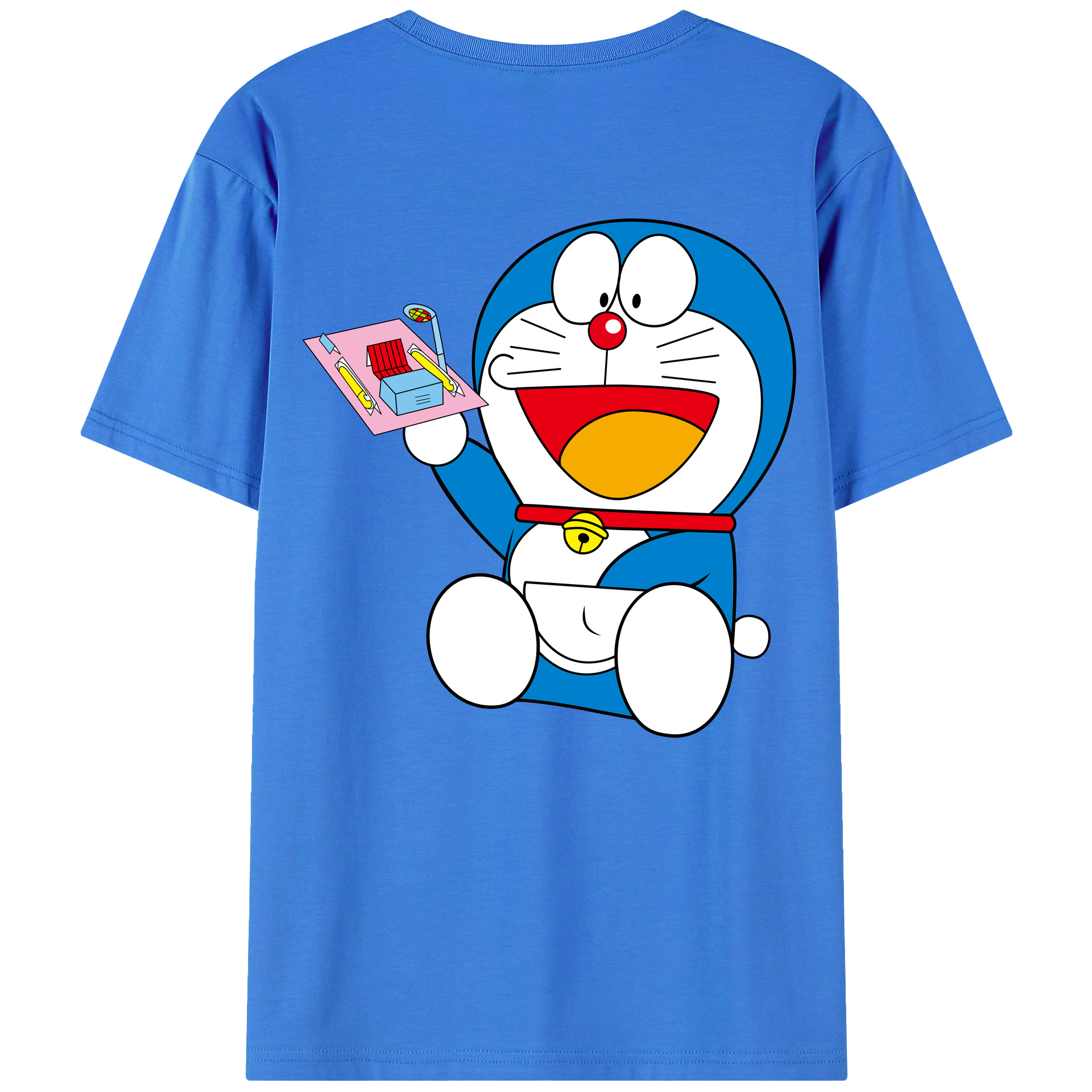 （画像用） ドラえもん Doraemon 綿100％ メンズ半袖Tシャツ（バックプリント） 通気性