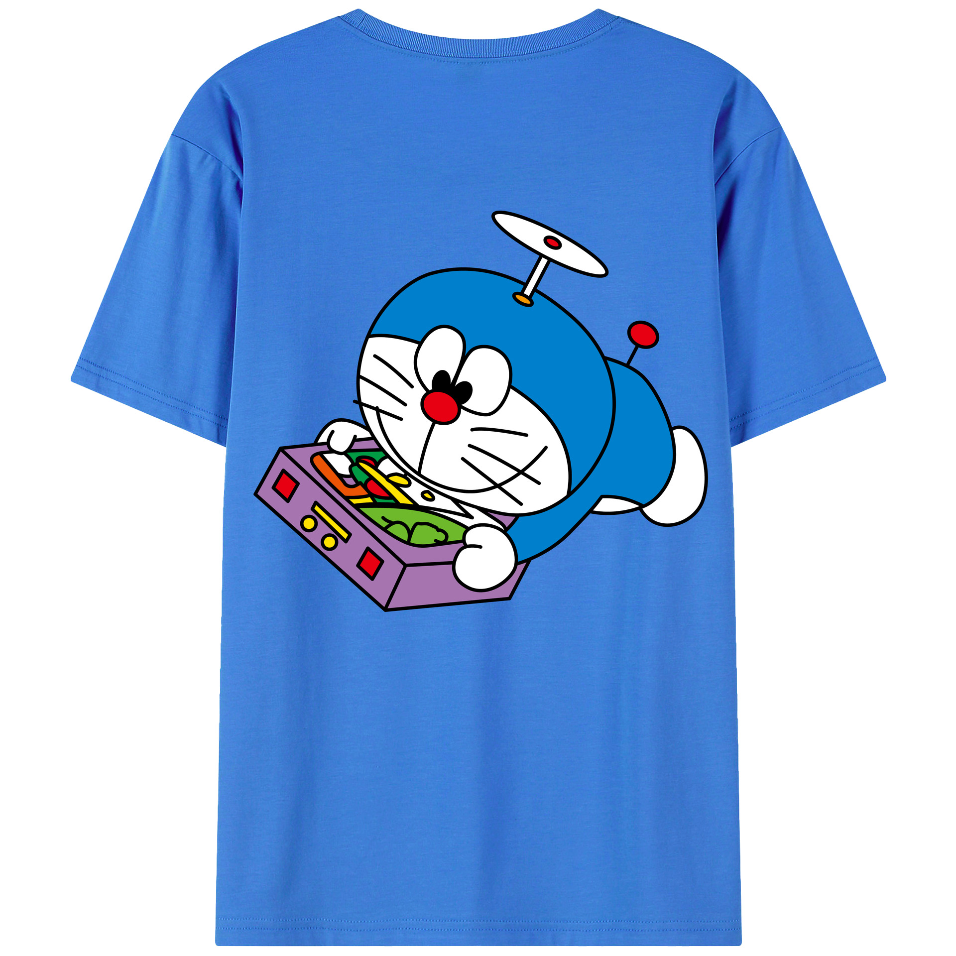 （画像用） ドラえもん Doraemon 綿100％ メンズ半袖Tシャツ（バックプリント） 通気性