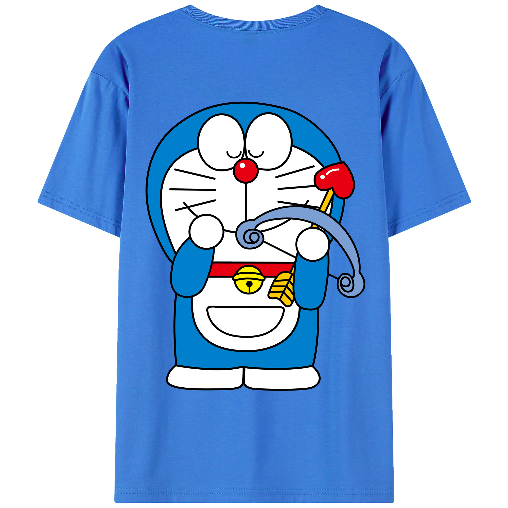 （画像用） ドラえもん Doraemon 綿100％ メンズ半袖Tシャツ（バックプリント） 通気性