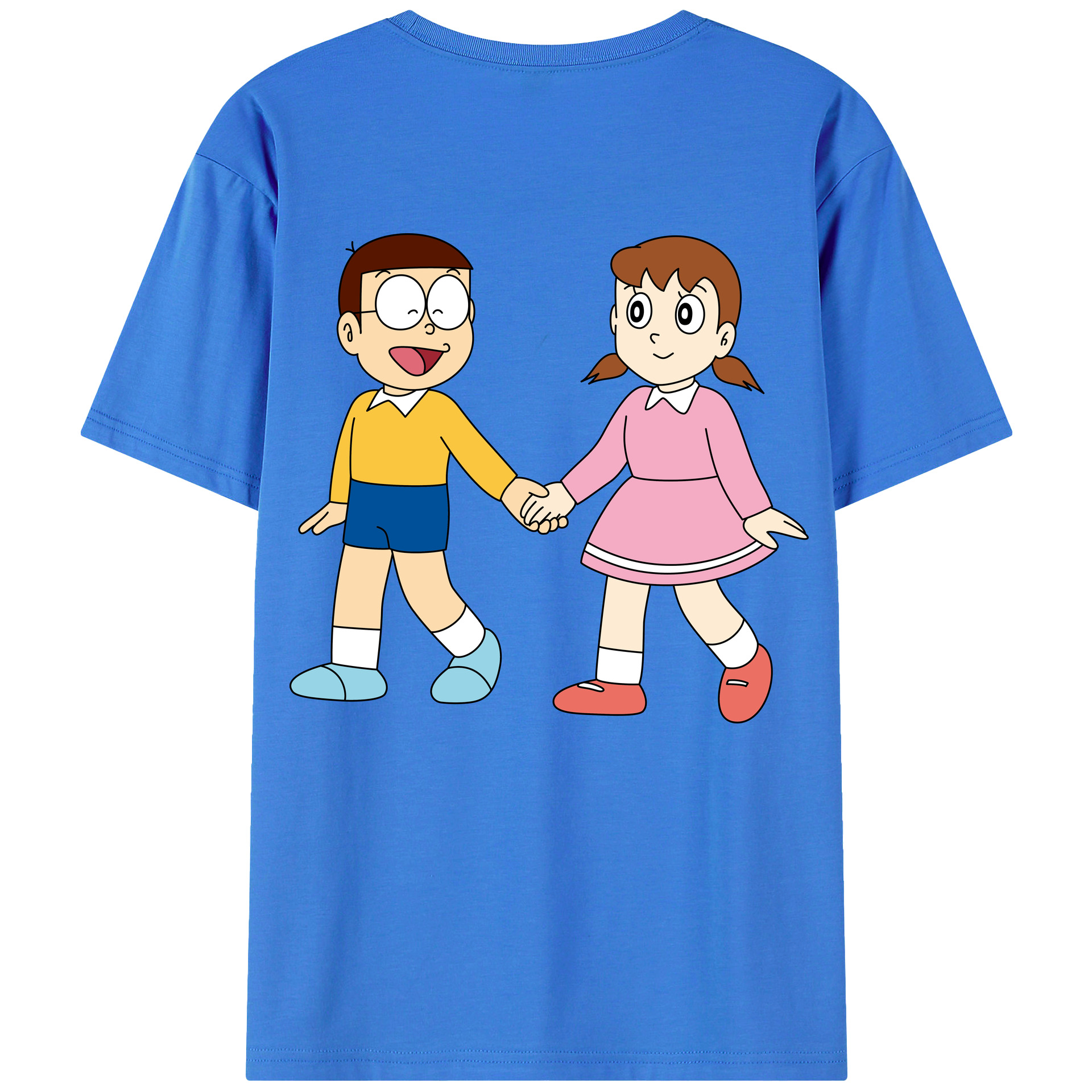 （画像用） ドラえもん 野比 のび太 Doraemon Nobita Nobi 綿100％ メンズ半袖Tシャツ（バックプリント） 通気性