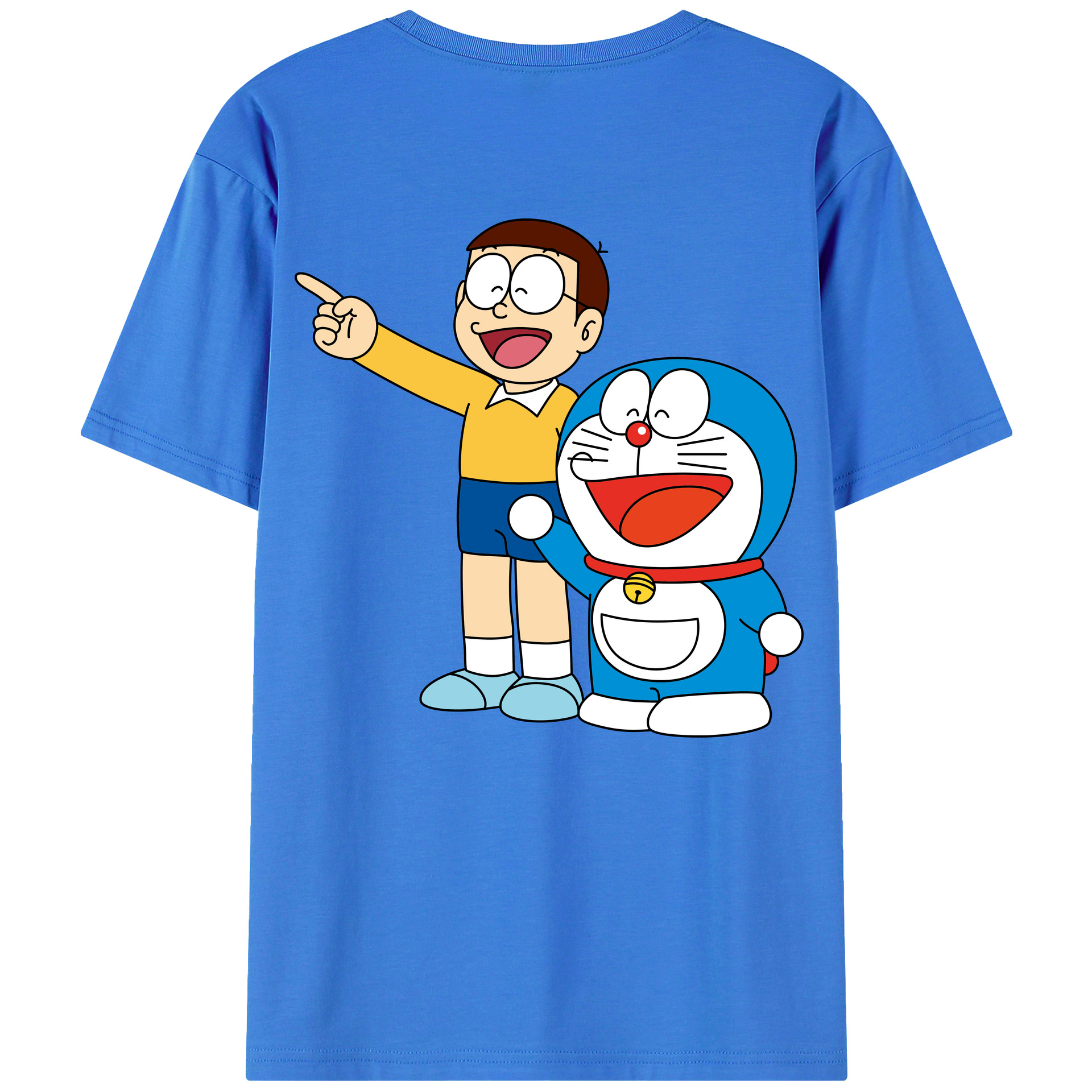（画像用） ドラえもん 野比 のび太 Doraemon Nobita Nobi 綿100％ メンズ半袖Tシャツ（バックプリント） 通気性