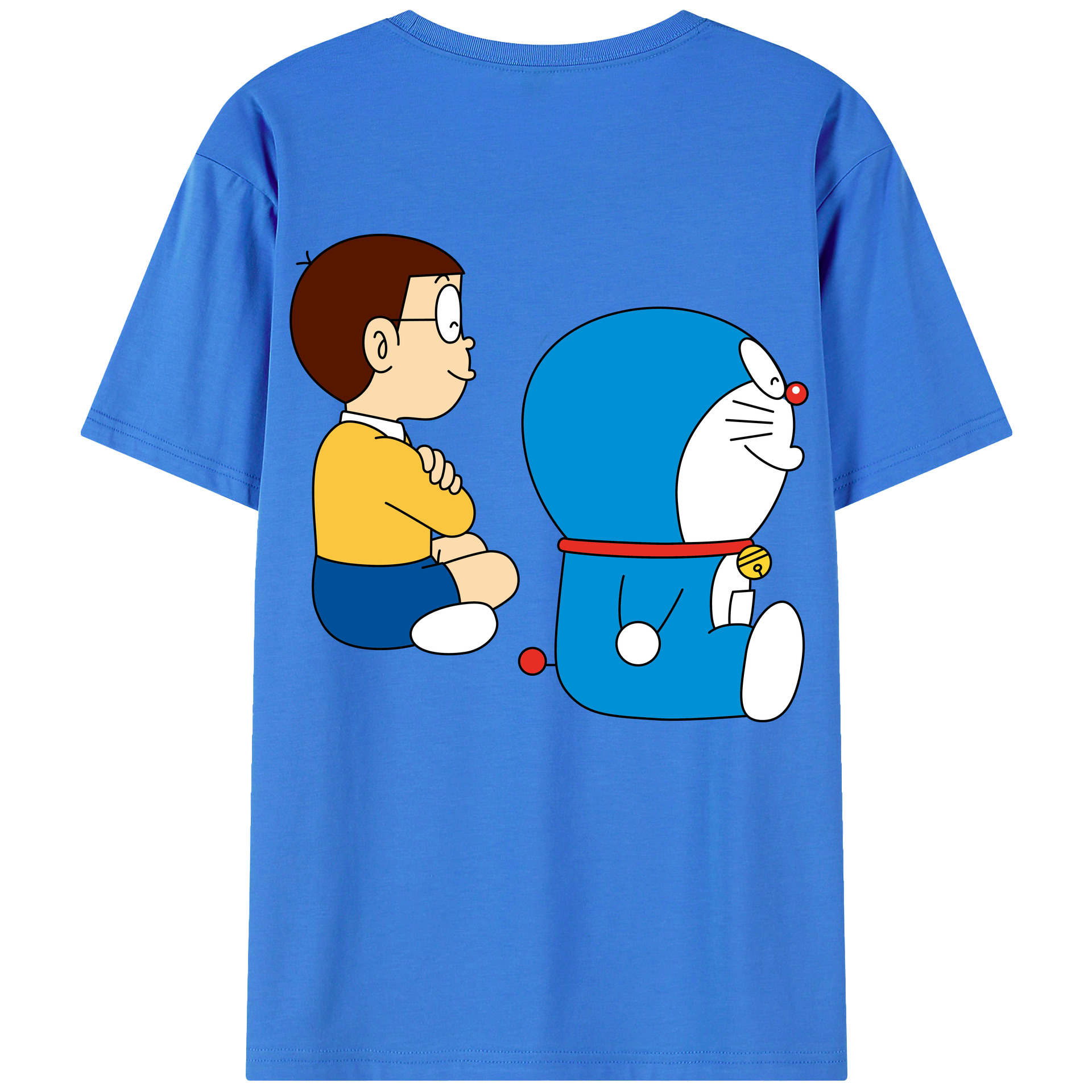 （画像用） ドラえもん 野比 のび太 Doraemon Nobita Nobi 綿100％ メンズ半袖Tシャツ（バックプリント） 通気性