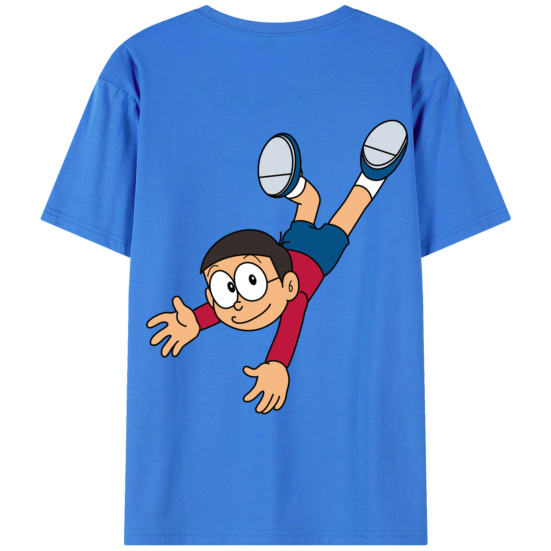 （画像用） ドラえもん 野比 のび太 Doraemon Nobita Nobi 綿100％ メンズ半袖Tシャツ（バックプリント） 通気性