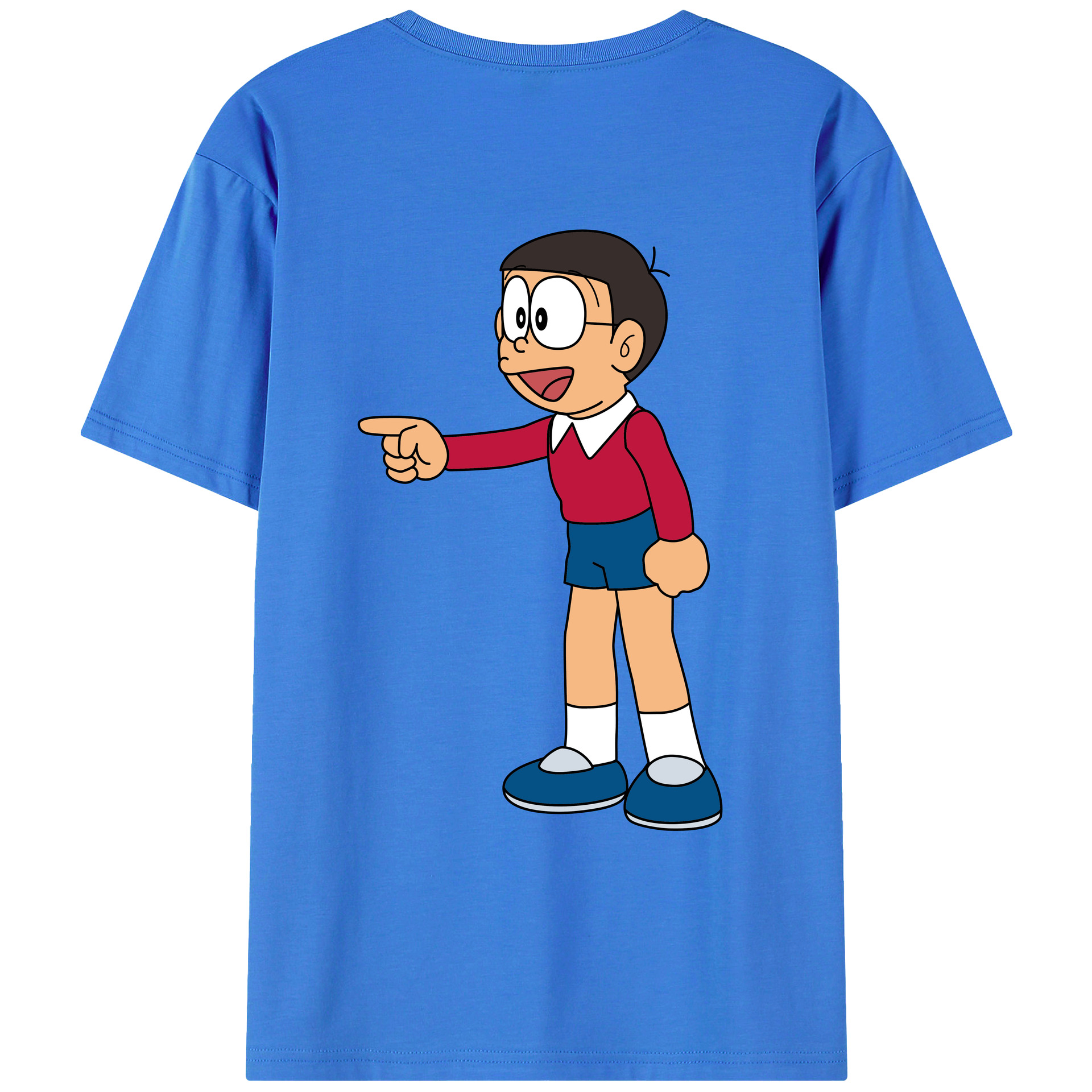 （画像用） ドラえもん 野比 のび太 Doraemon Nobita Nobi 綿100％ メンズ半袖Tシャツ（バックプリント） 通気性