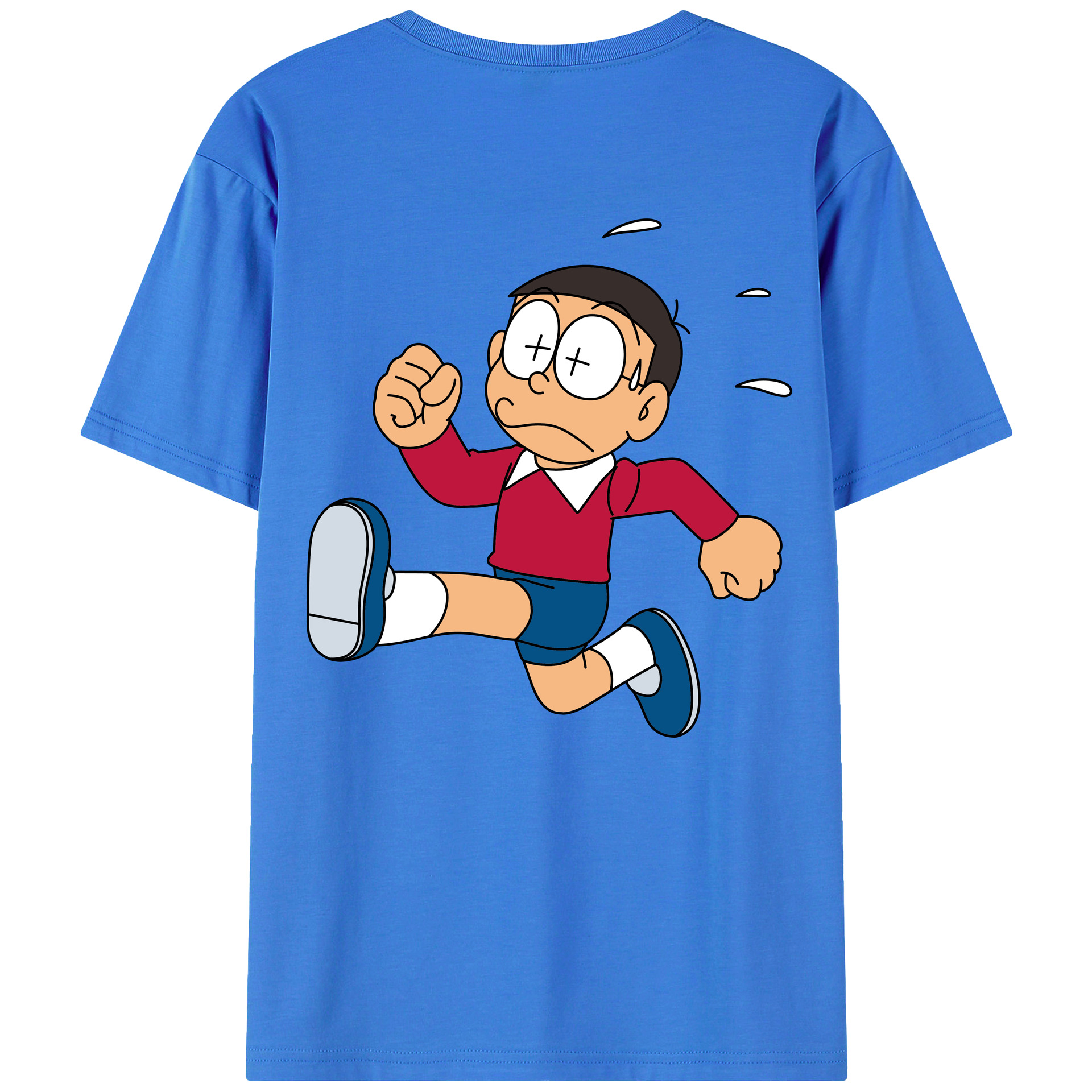 （画像用） ドラえもん 野比 のび太 Doraemon Nobita Nobi 綿100％ メンズ半袖Tシャツ（バックプリント） 通気性