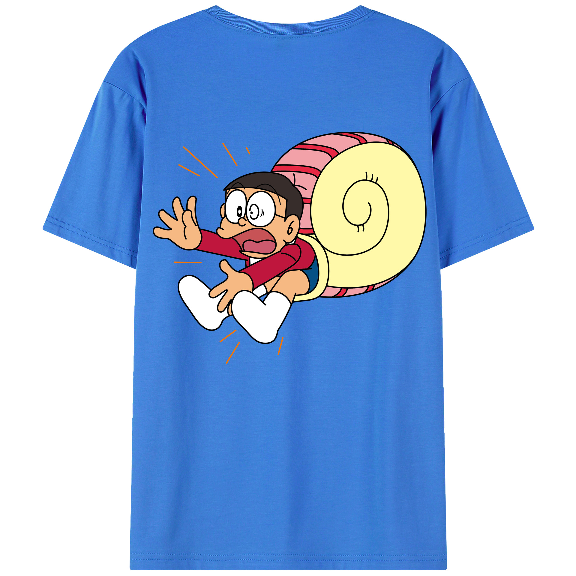 （画像用） ドラえもん 野比 のび太 Doraemon Nobita Nobi 綿100％ メンズ半袖Tシャツ（バックプリント） 通気性