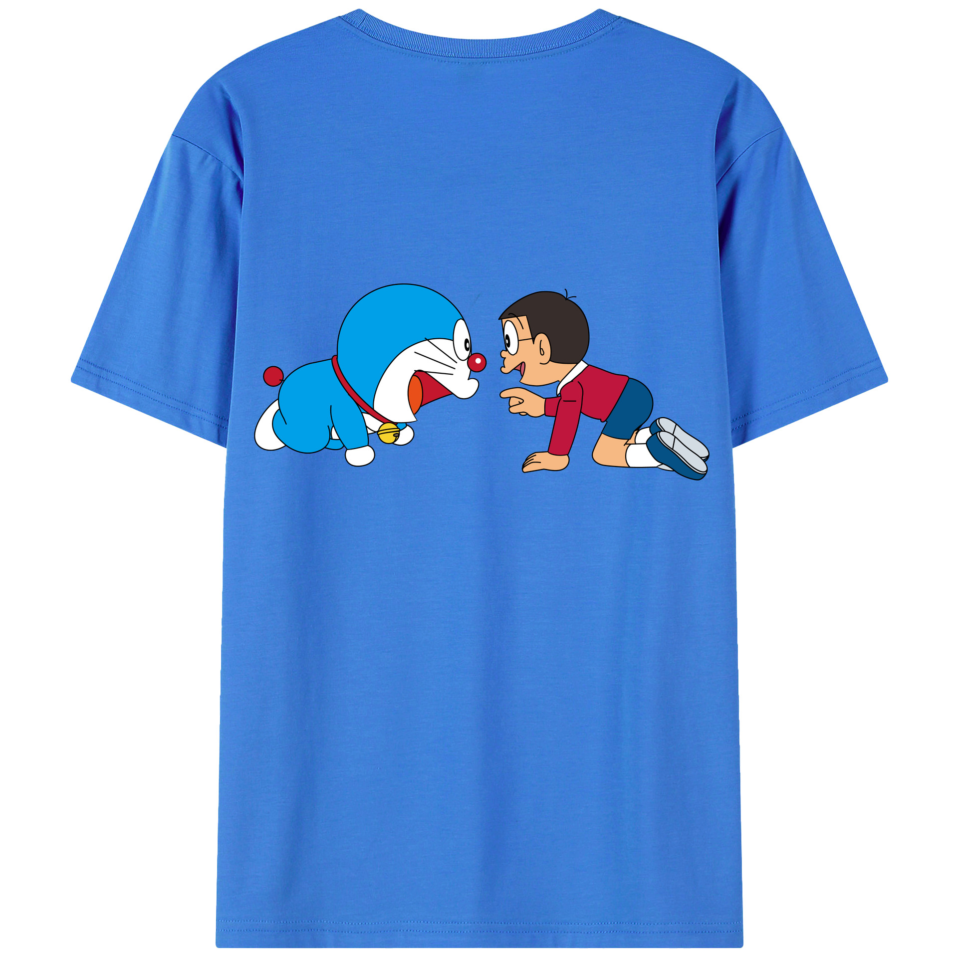 （画像用） ドラえもん 野比 のび太 Doraemon Nobita Nobi 綿100％ メンズ半袖Tシャツ（バックプリント） 通気性