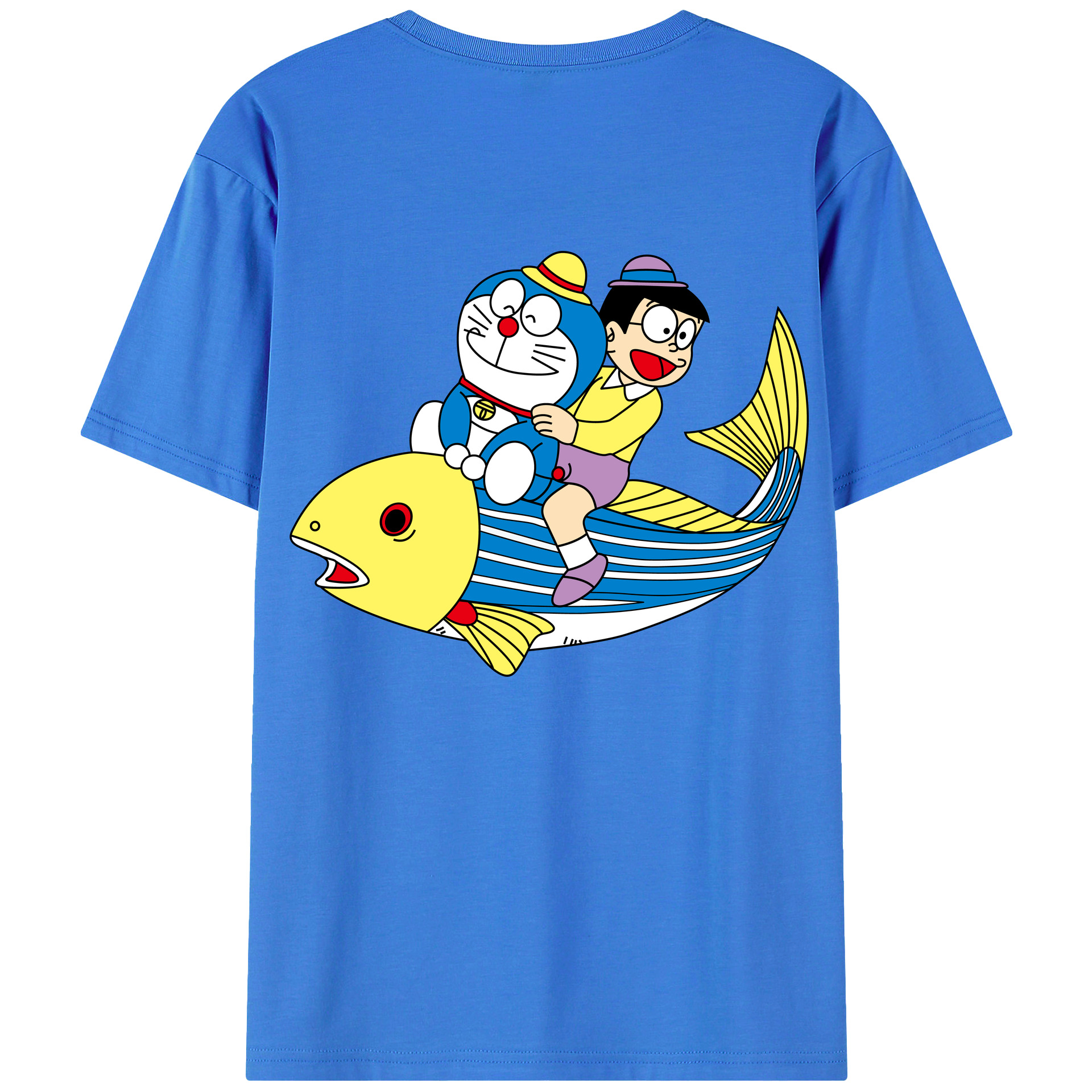 （画像用） ドラえもん 野比 のび太 Doraemon Nobita Nobi 綿100％ メンズ半袖Tシャツ（バックプリント） 通気性
