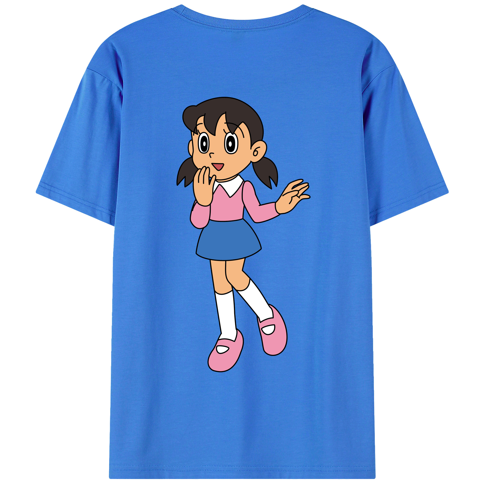 （画像用） ドラえもん みなもと しずか Doraemon Shizuka Minamoto 綿100％ メンズ半袖Tシャツ（バックプリント） 通気性