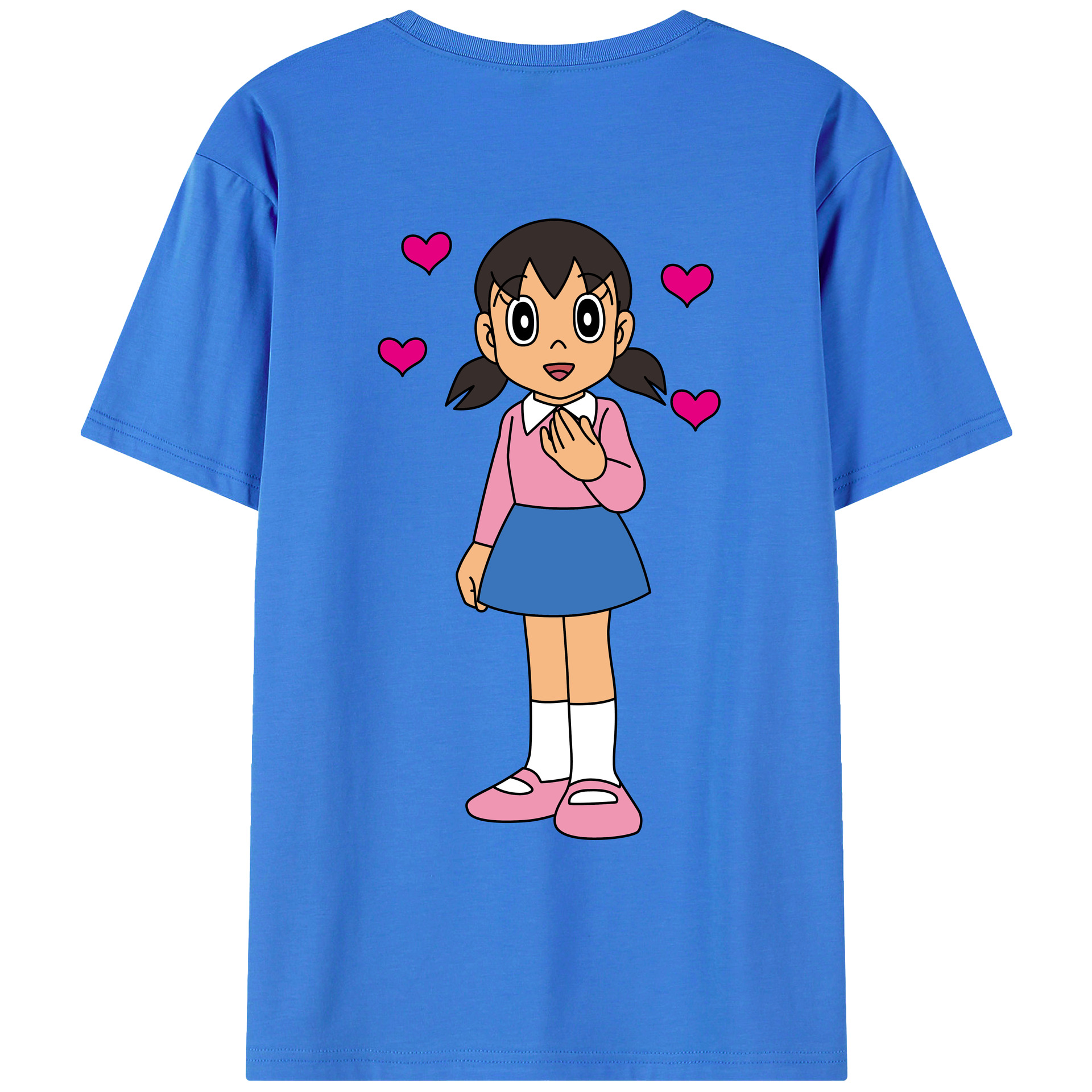 （画像用） ドラえもん みなもと しずか Doraemon Shizuka Minamoto 綿100％ メンズ半袖Tシャツ（バックプリント） 通気性