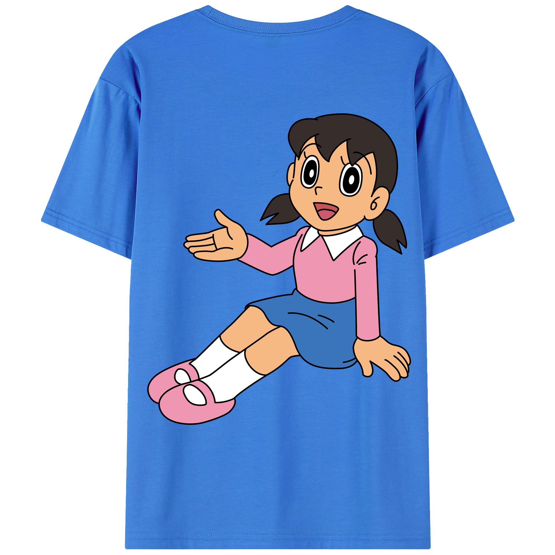 （画像用） ドラえもん みなもと しずか Doraemon Shizuka Minamoto 綿100％ メンズ半袖Tシャツ（バックプリント） 通気性